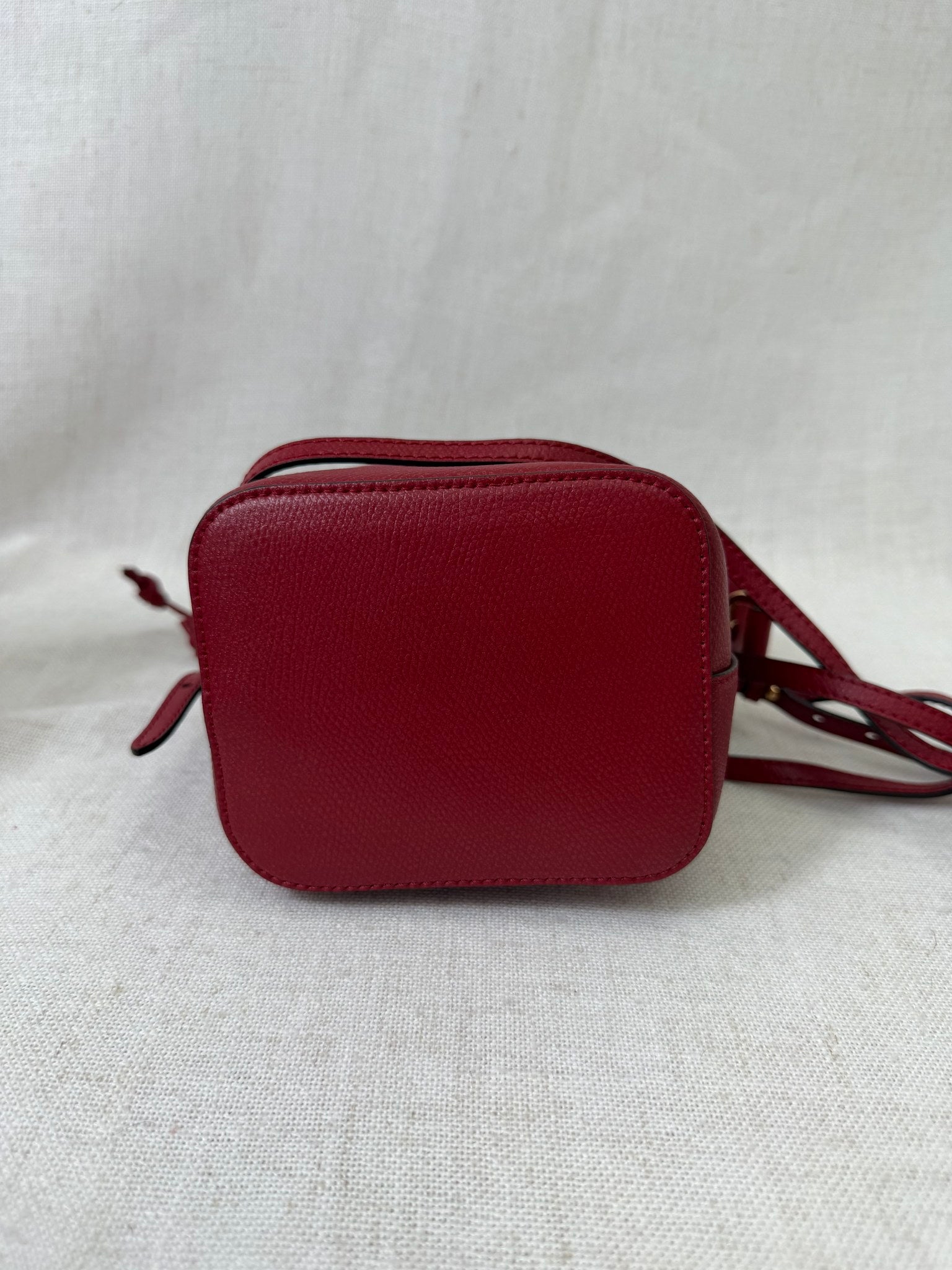 Fendi Red Leather Tresor Mini Drawstring 2Way Bucket Bag