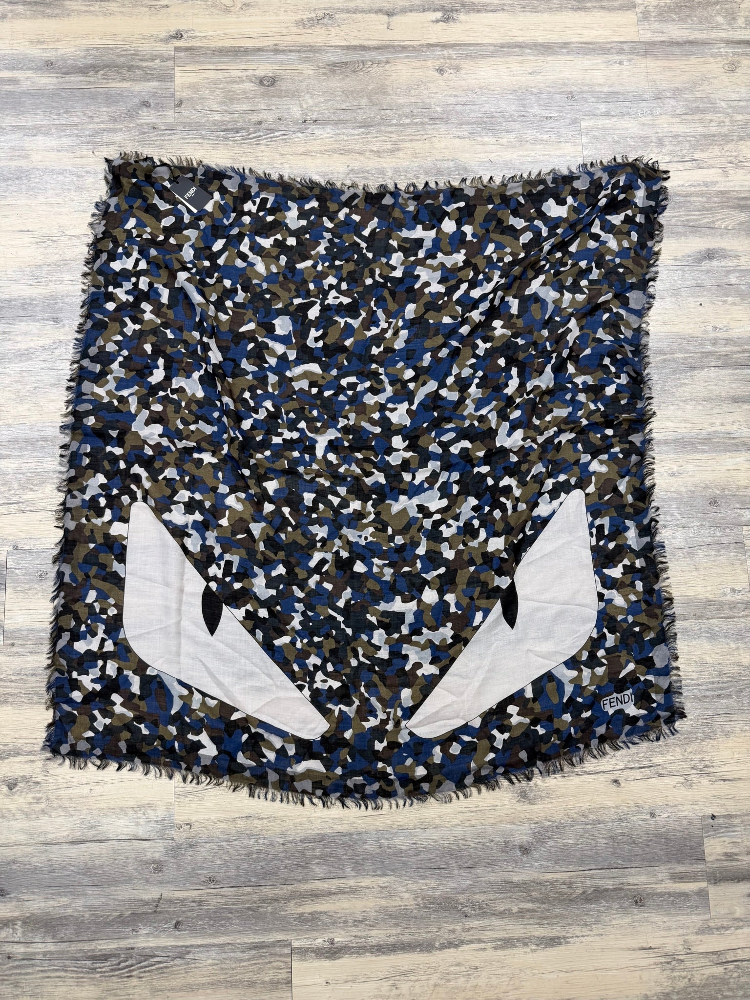Fendi Multicolor Camo Print Monster Scarf