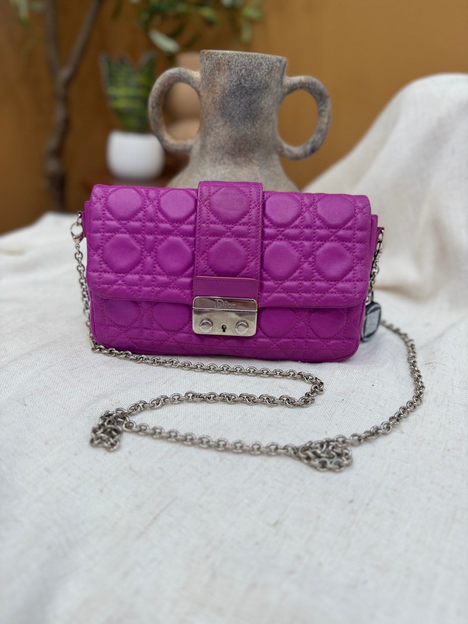 Christian Dior Fuchsia Cannage Leather Miss Dior Promenade Chain Bag