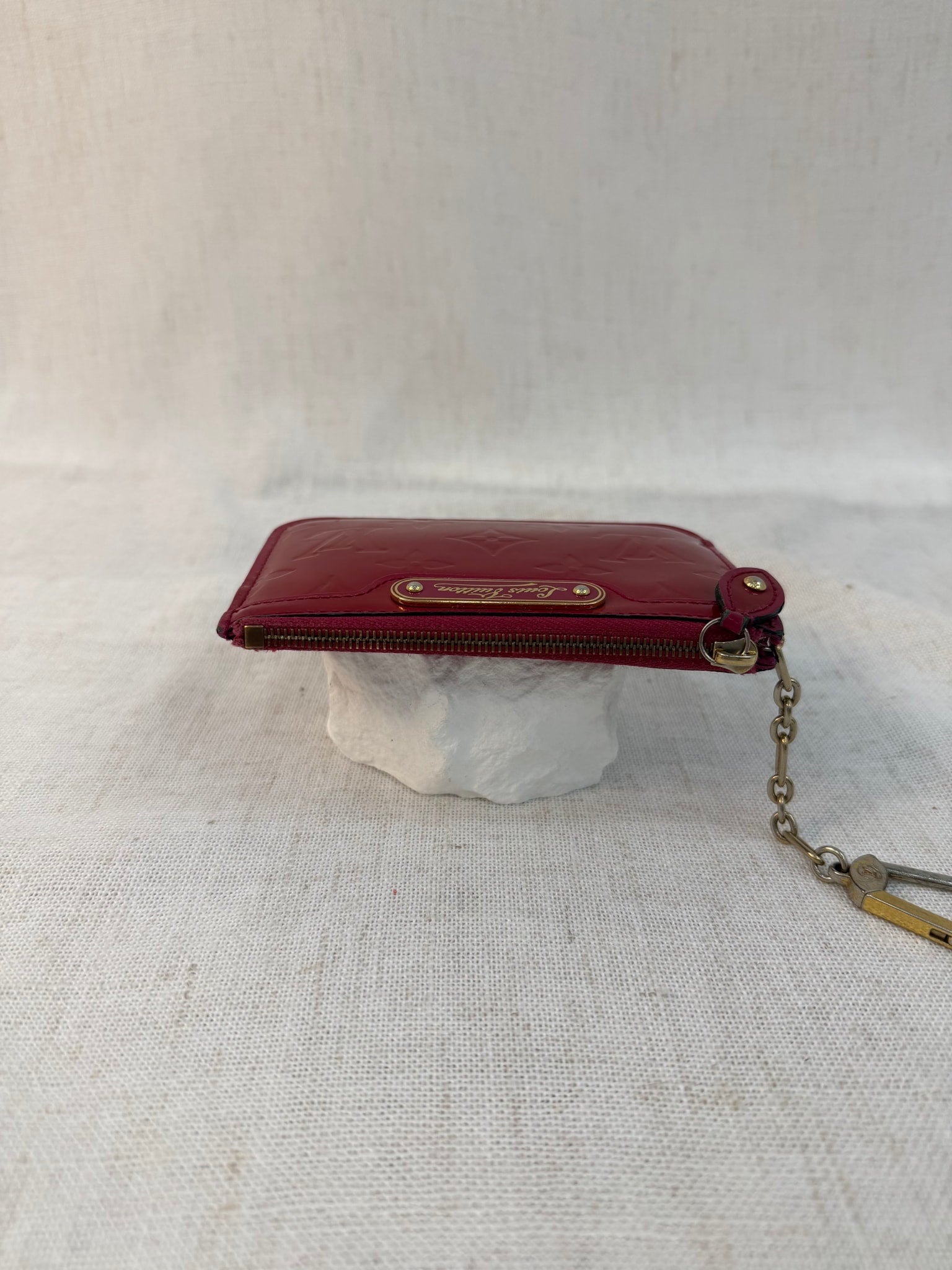 Louis Vuitton Red Patent Leather Pochette Key Ring