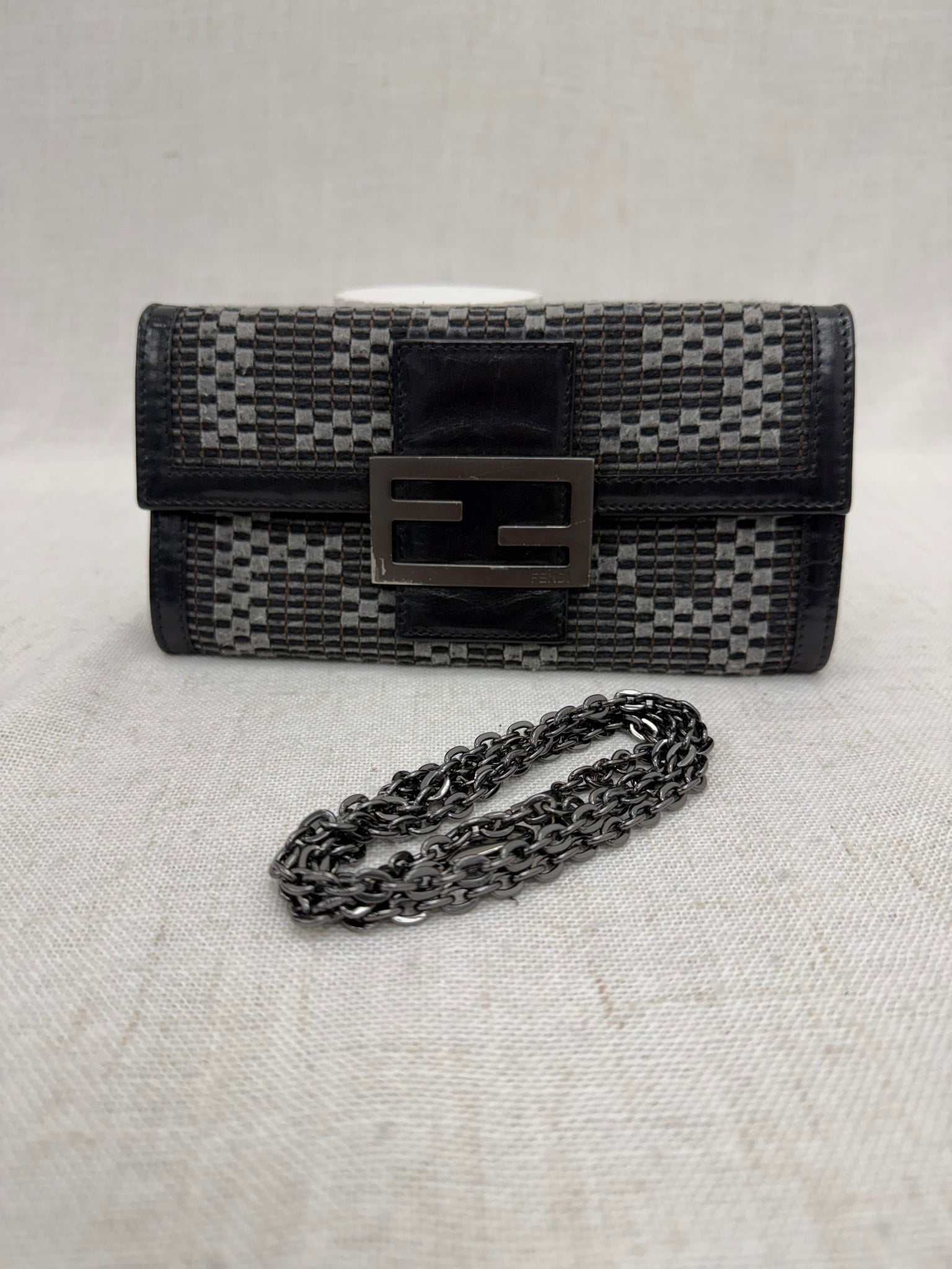 Fendi Black Textured Zucca Long Wallet