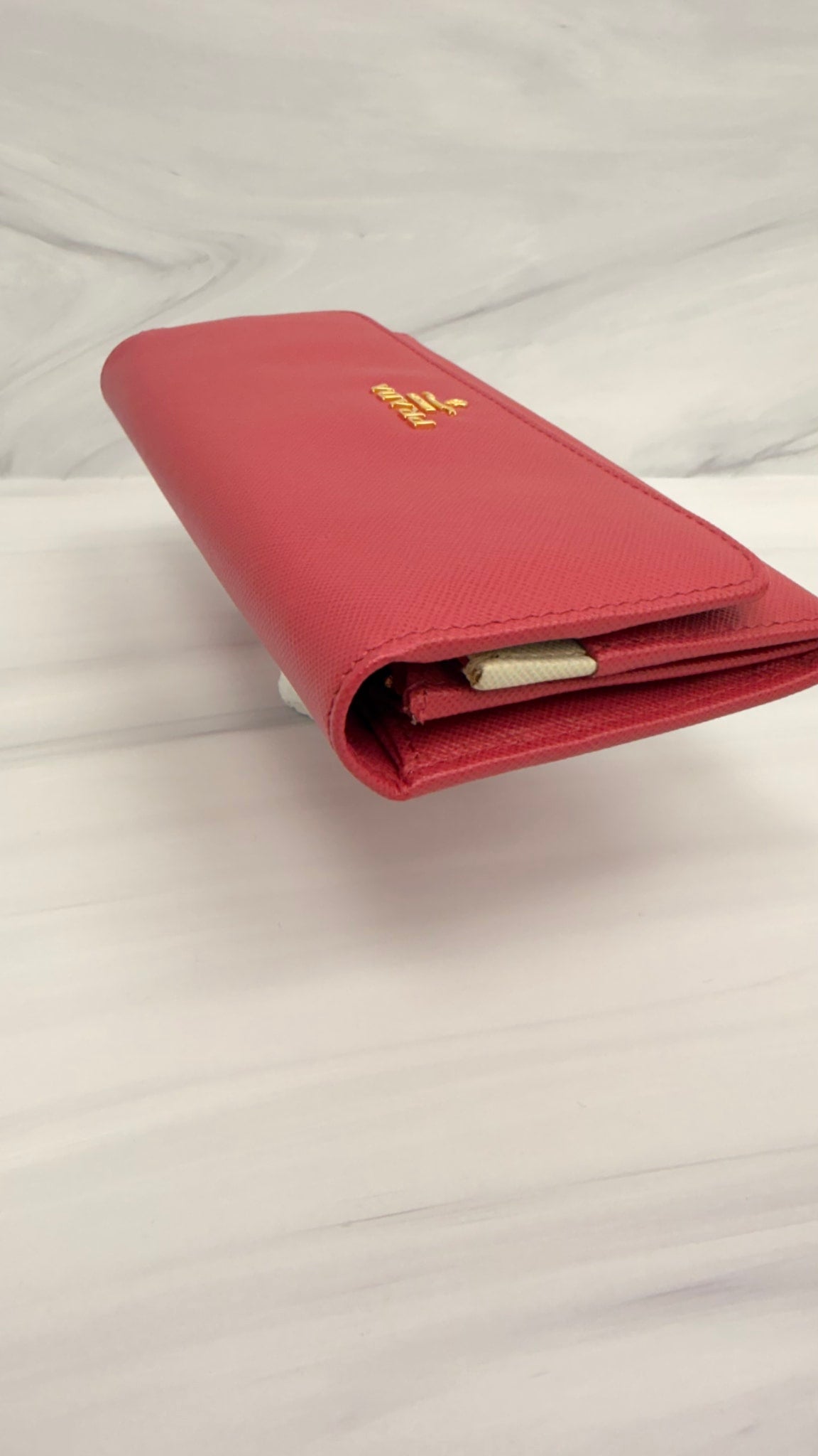 Prada Pink Saffiano Leather Flap Wallet