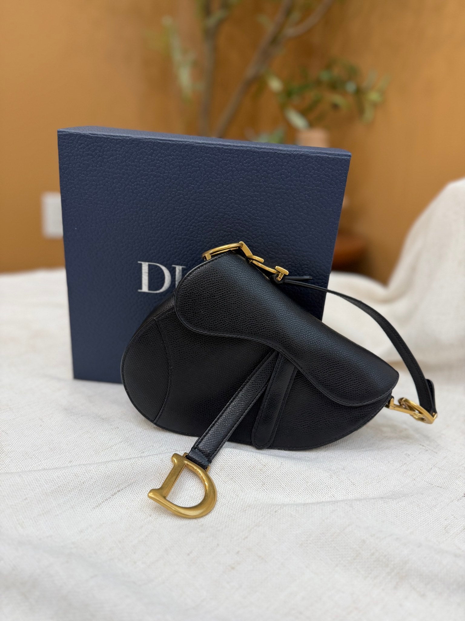 LIKE NEW-Christian Dior Black Leather Mini Saddle Bag