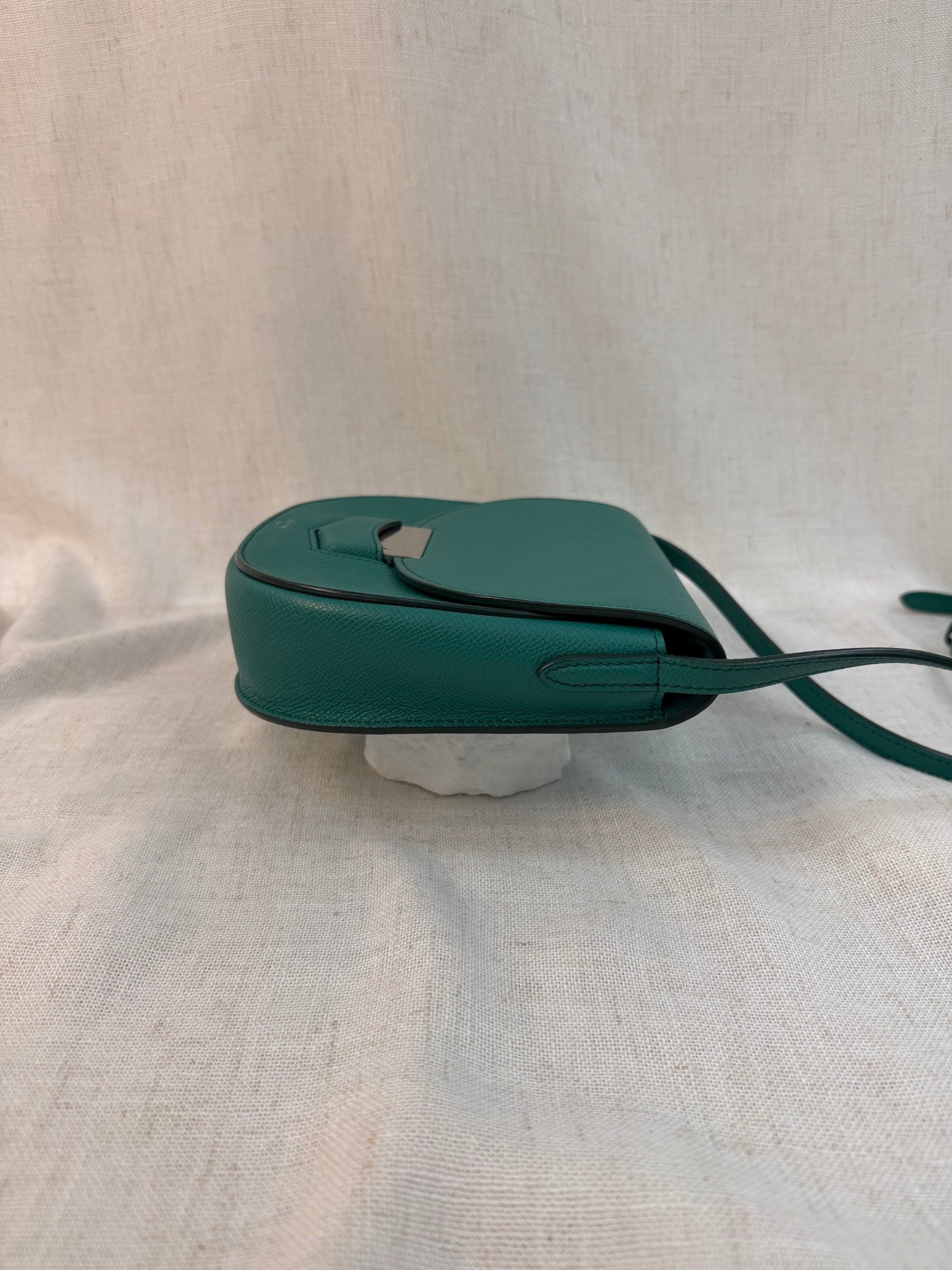 Celine Teal Leather Trotteur Crossbody Bag