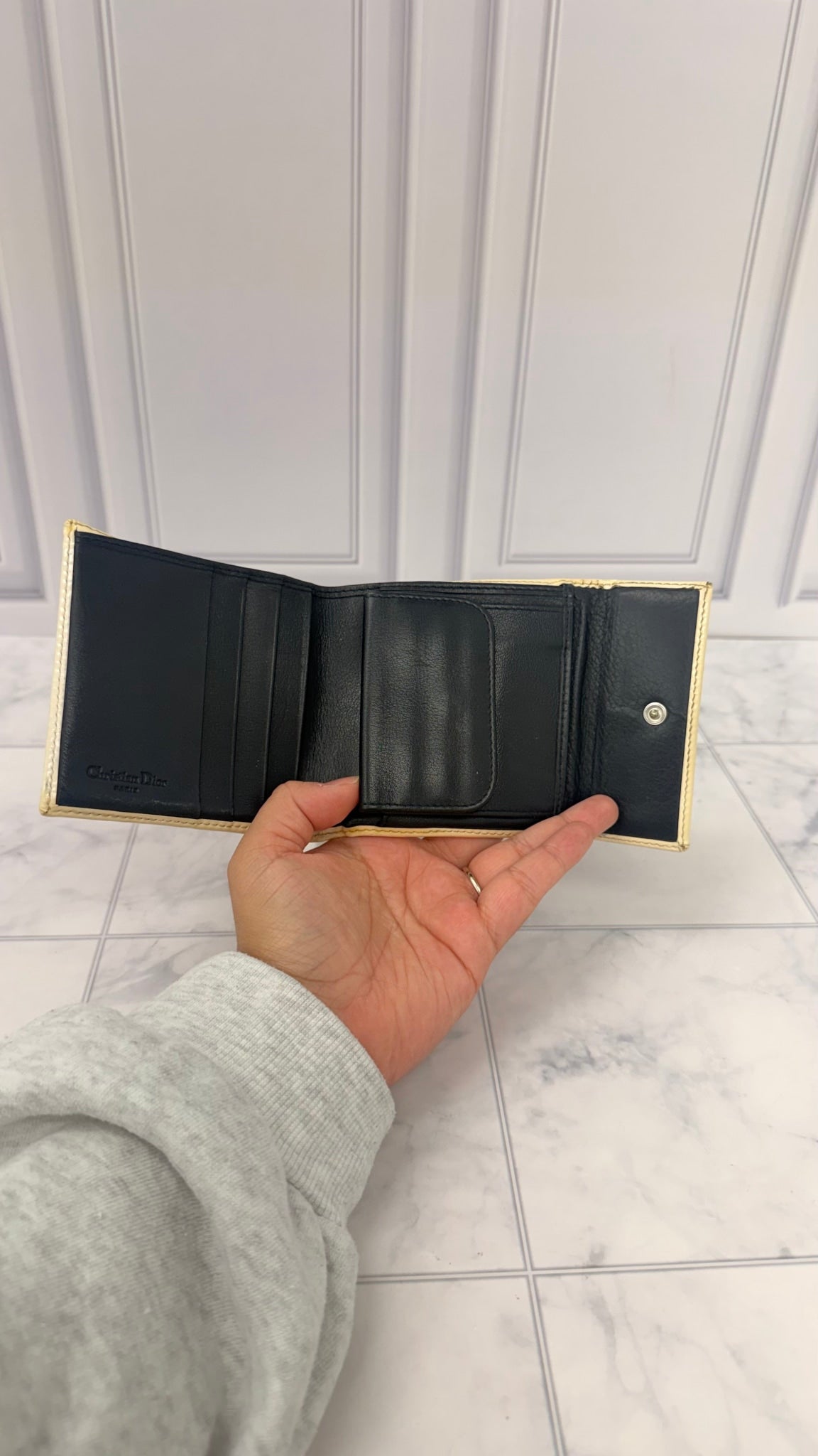 Christian Dior Blue Coated Canvas Trotter 1 Bifold Compact Wallet
