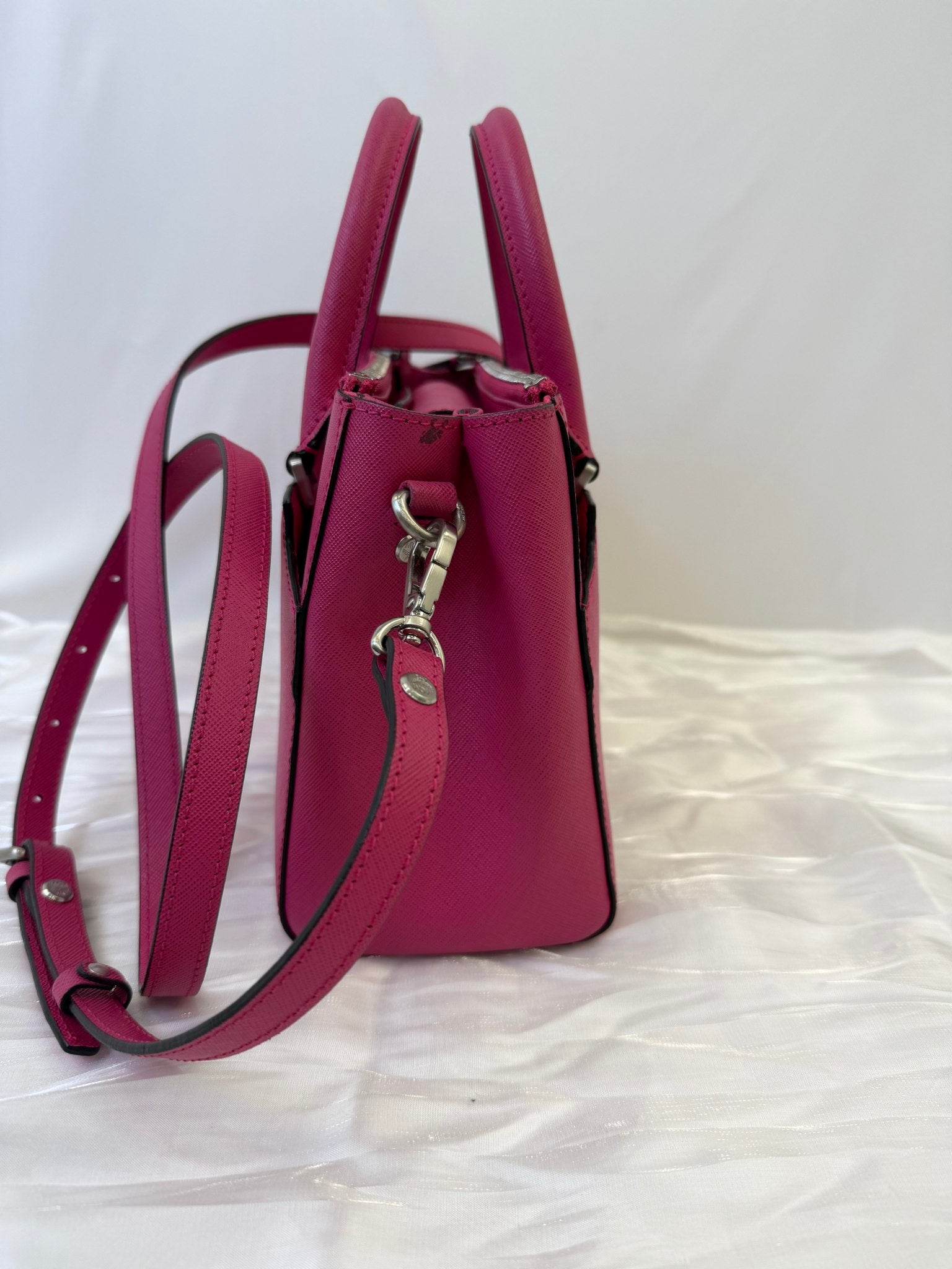 MCM Pink Saffiano Leather Two Way Bag
