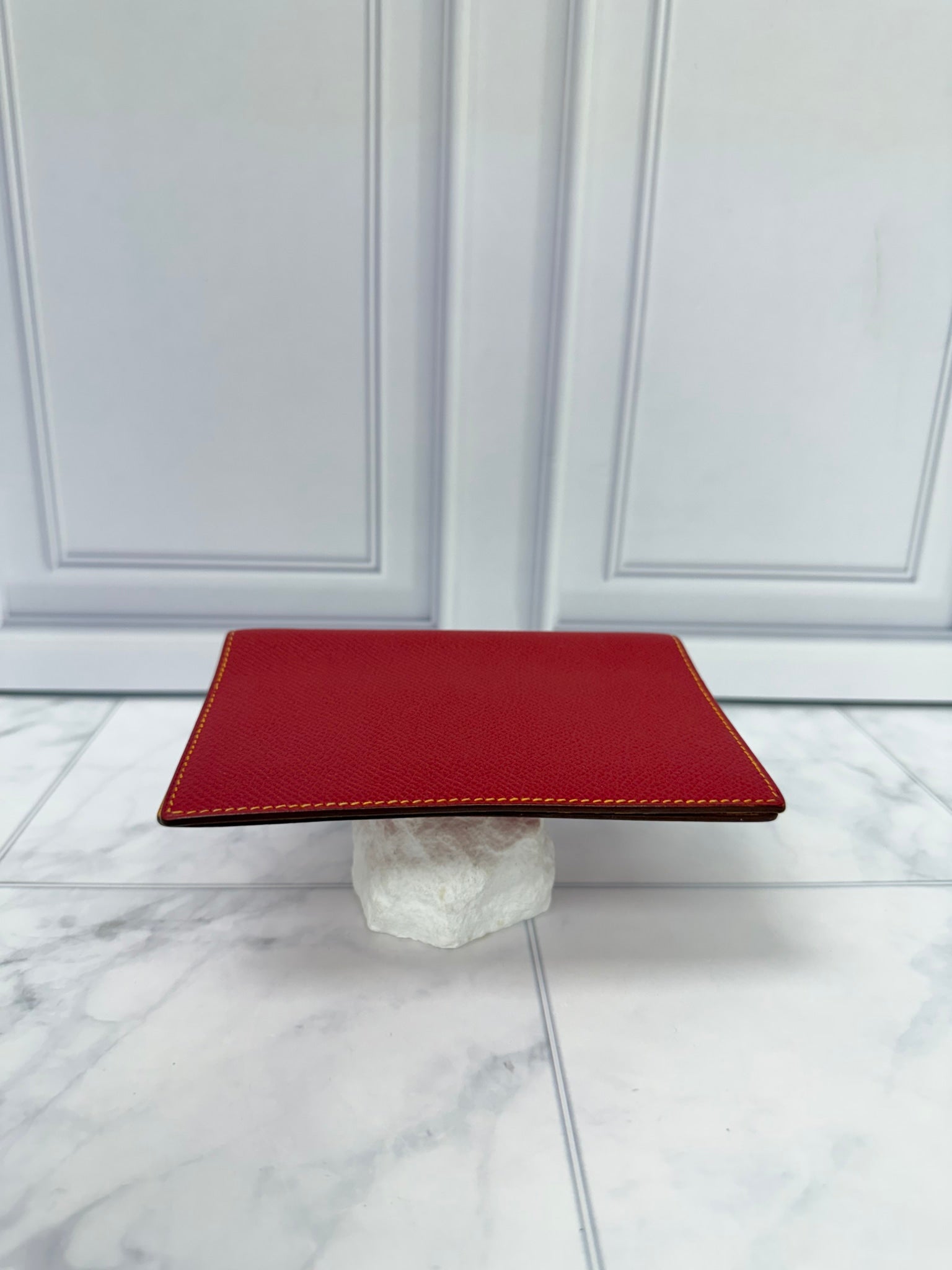 Hermes Red And Yellow Leather Passport Agenda Holder