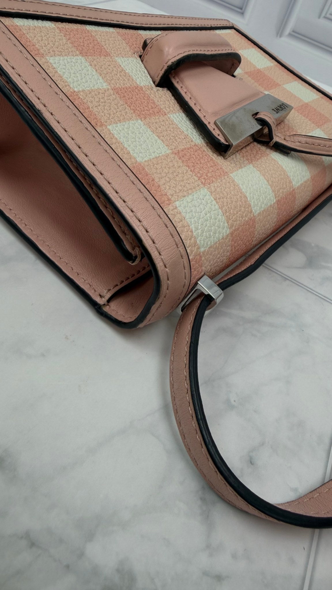 Loewe Pink Gingham Calfskim Small Barcelona Shoulder Bag