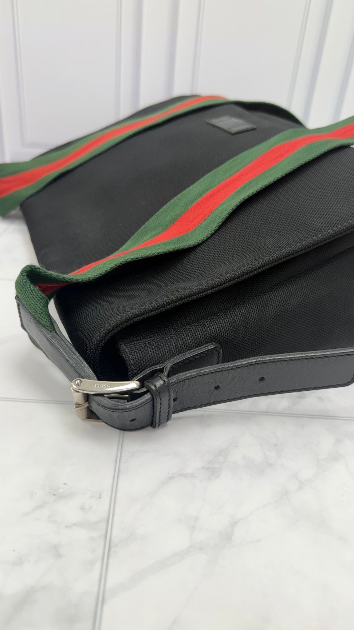 Gucci Black Techno Canvas Web Messenger Bag