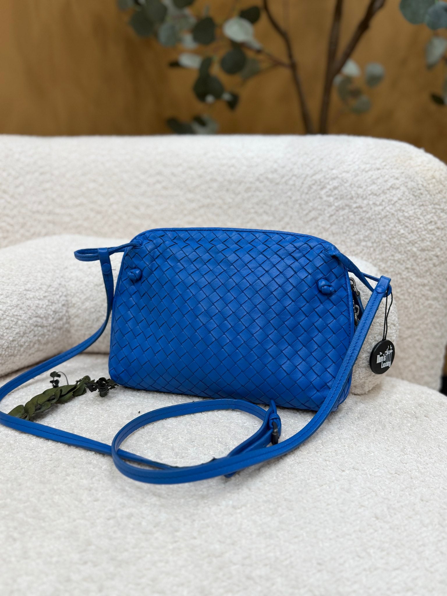 Bottega Veneta Blue Intrecciato Leather Nodini Crossbody