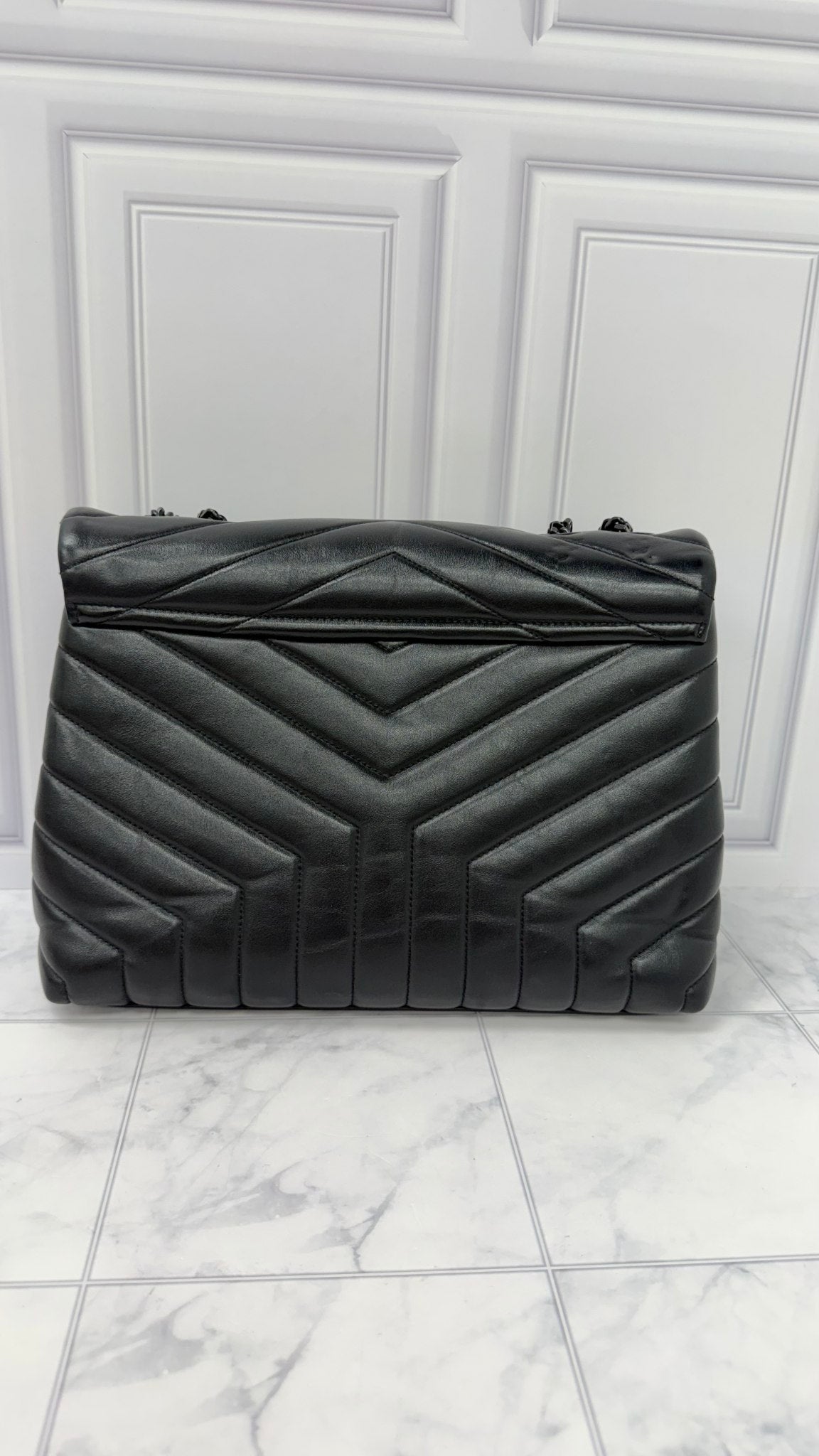 Saint Laurent YSL Black Quilted Leather Medium Lou Lou Shoulder Bag