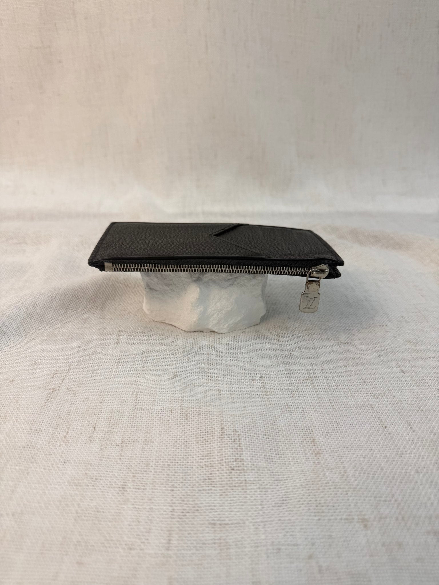 Louis Vuitton Black Leather Zip Card Case