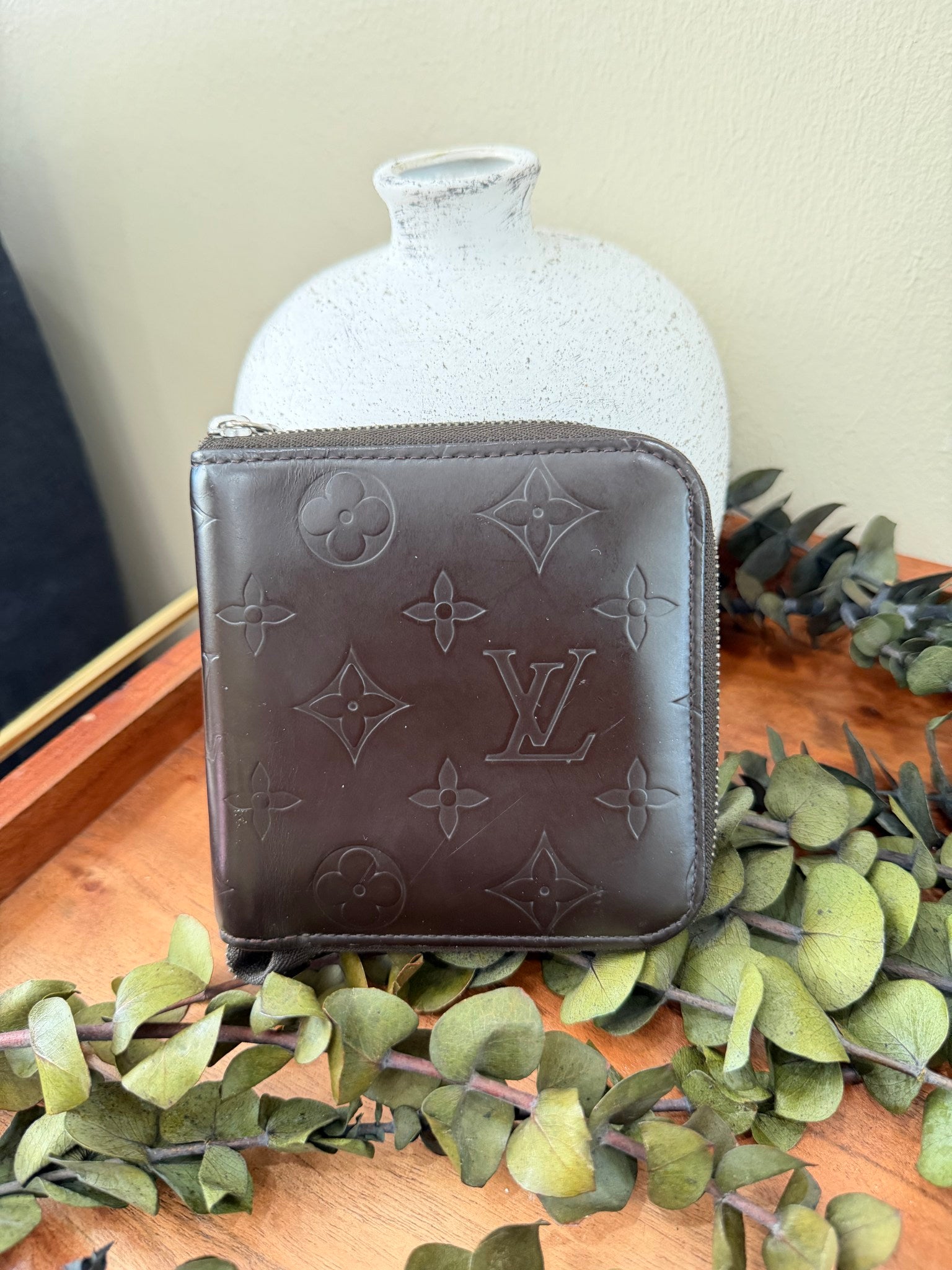 Louis Vuitton Dark Brown Matte Vernis Zippy Compact Wallet
