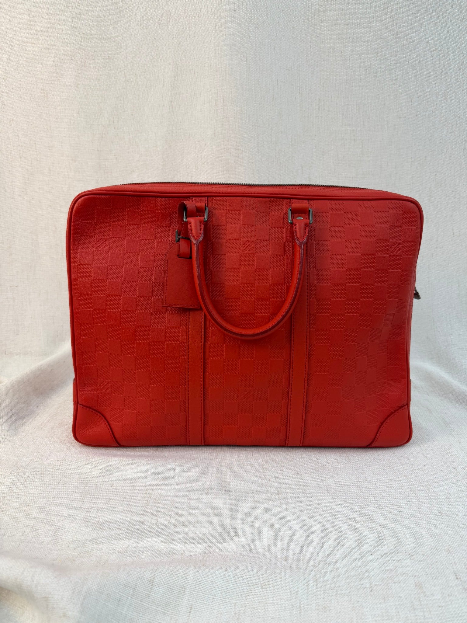 Louis Vuitton Red Infini Porte Documents Voyage Bag