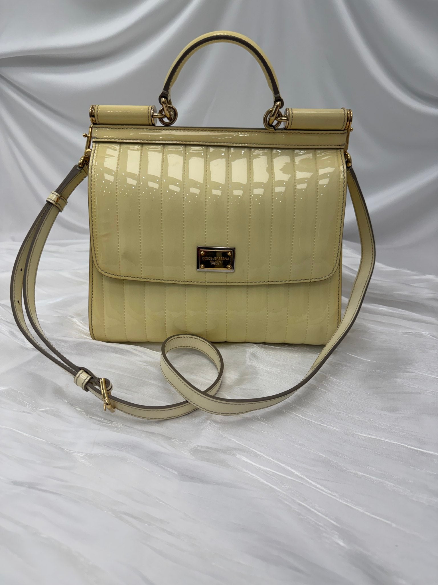 Dolce & Gabbana Yellow Patent Leather Sicily 2Way Bag