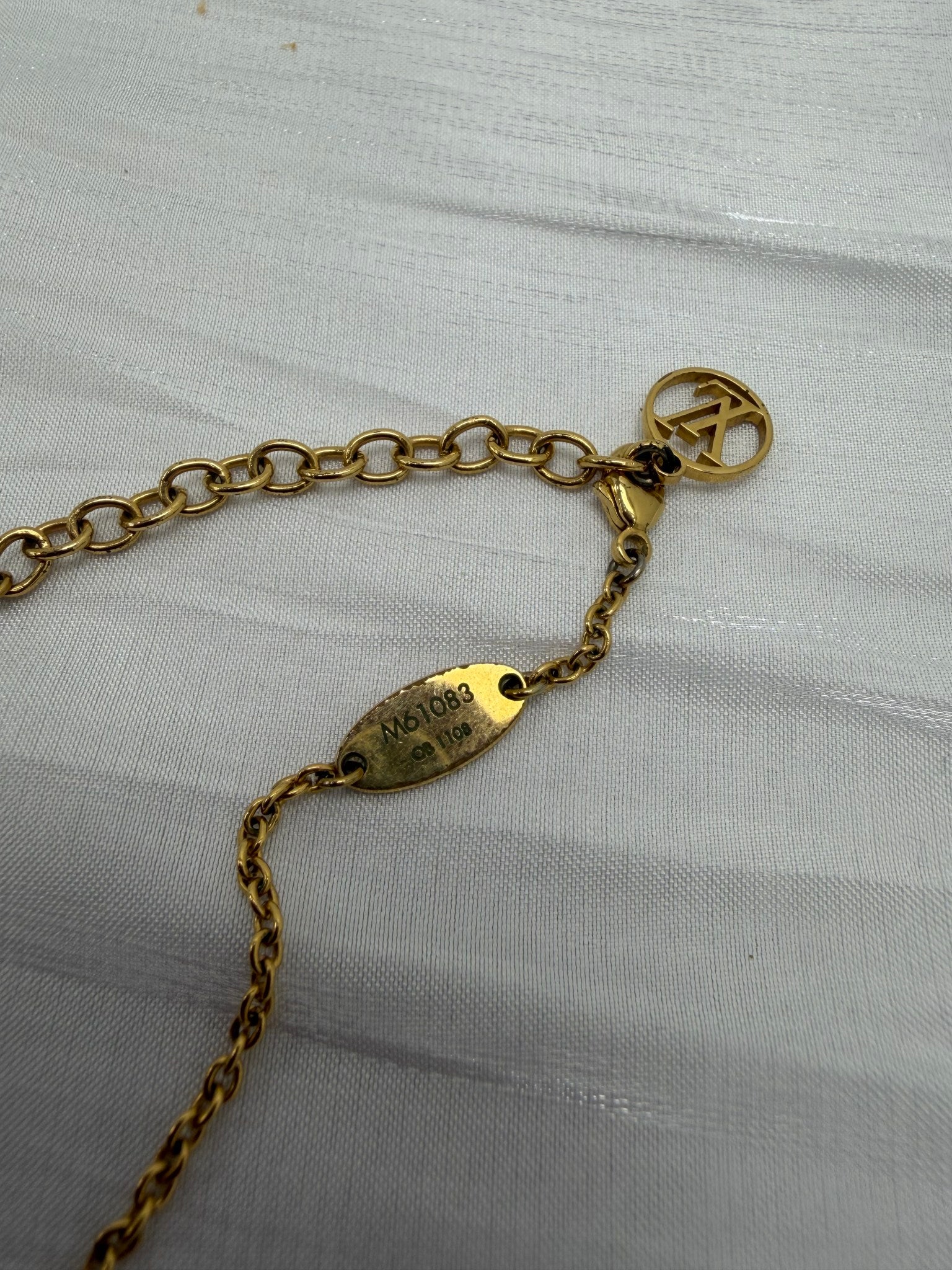 Louis Vuitton Gold Tone Essential V Necklace
