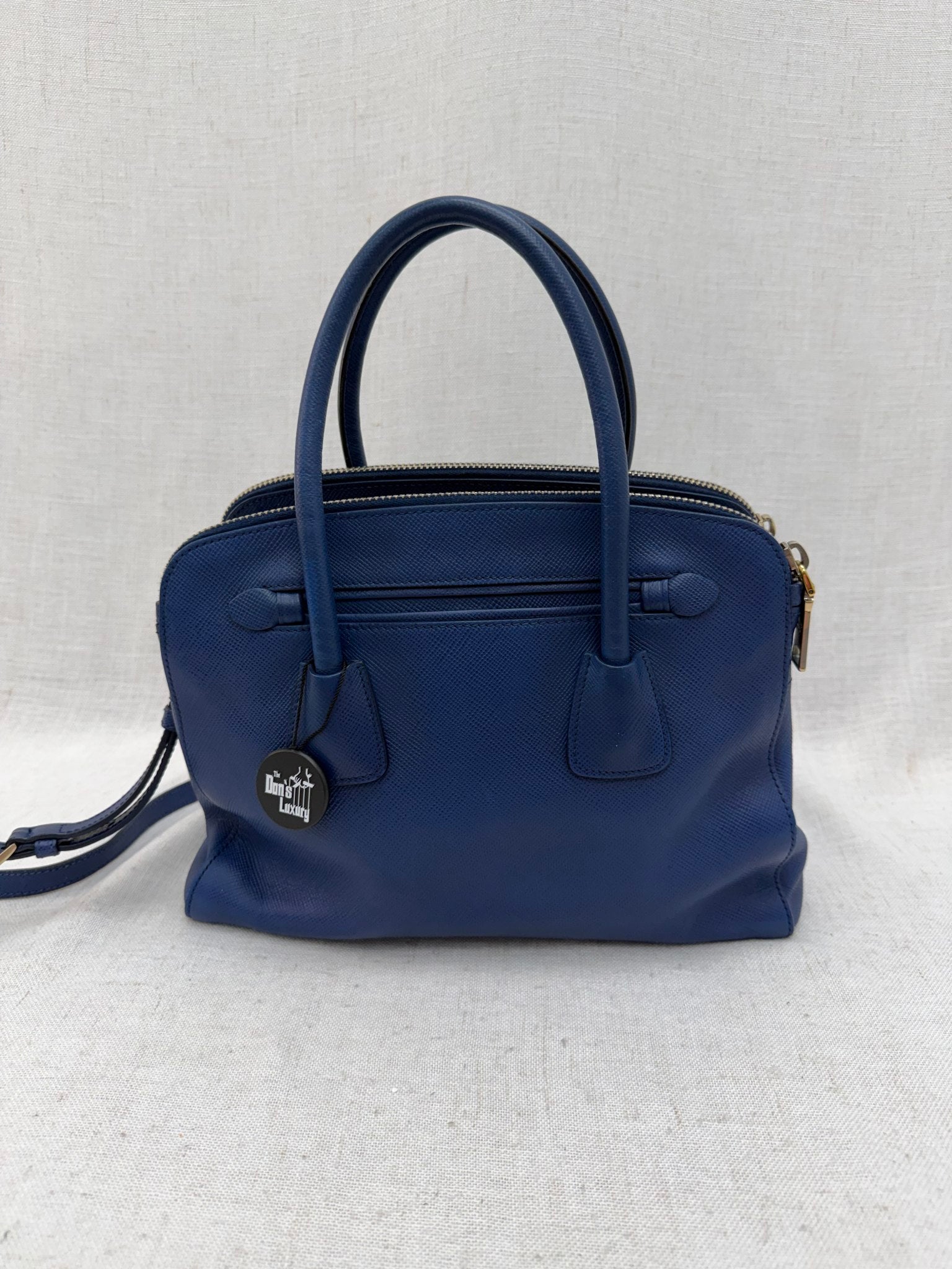 Prada Blue Saffiano Leather Daino Satchel 2Way Bag