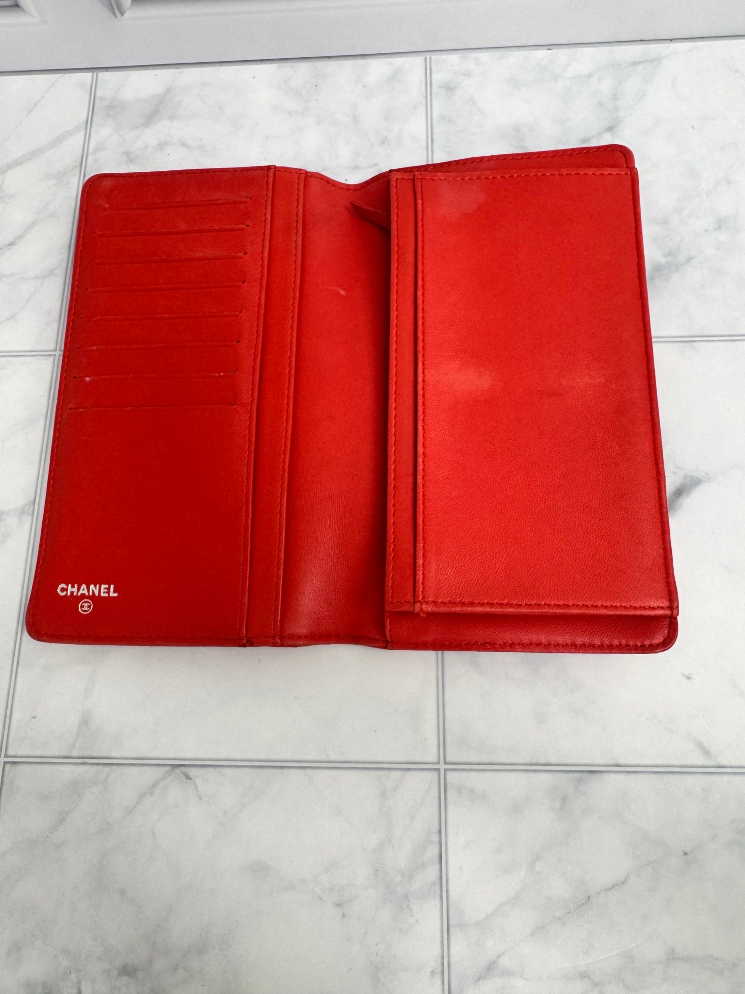 Chanel Red Quilted Leather Long Flap Wallet