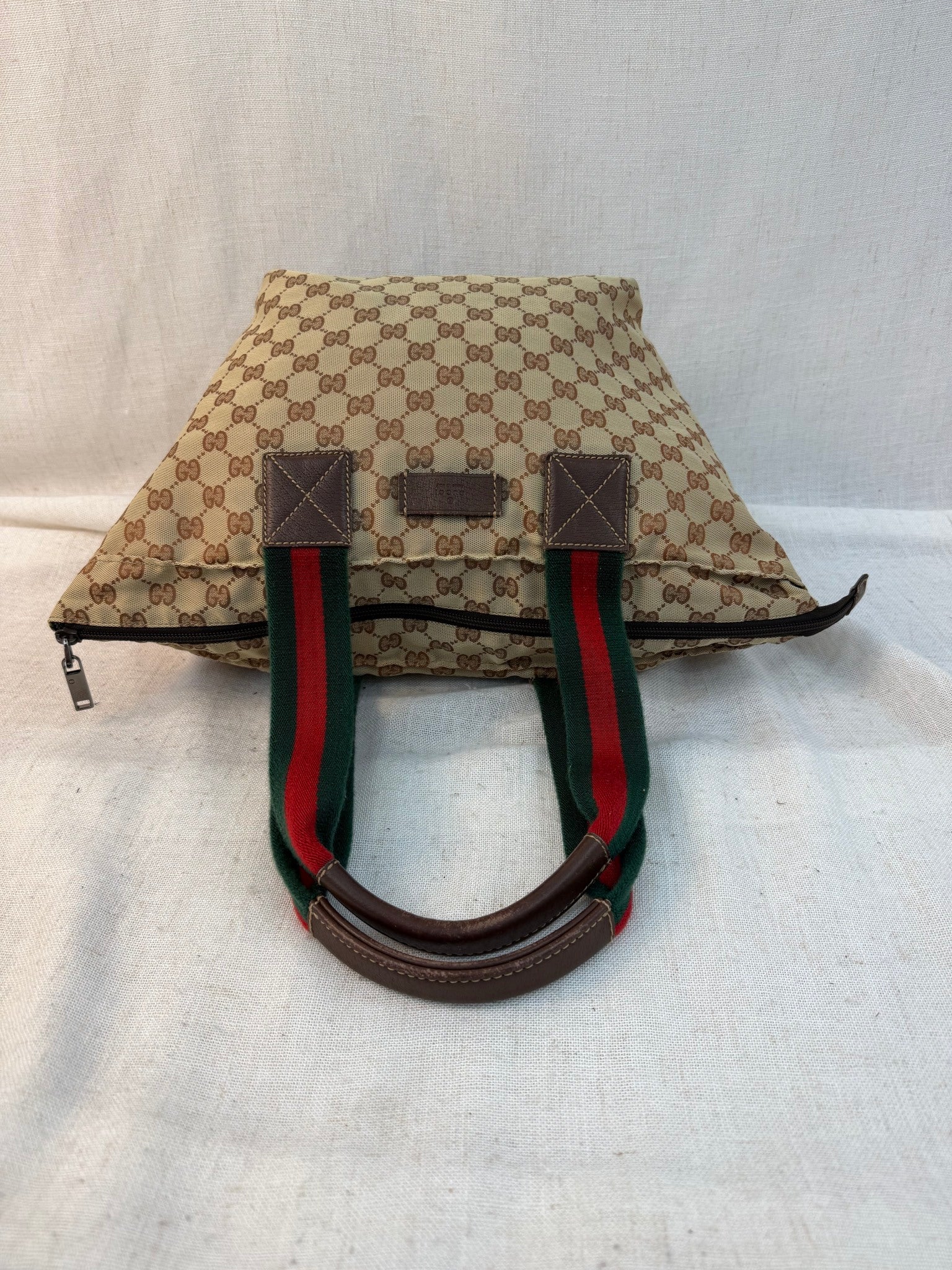 Gucci Brown Canvas Web Tote Bag