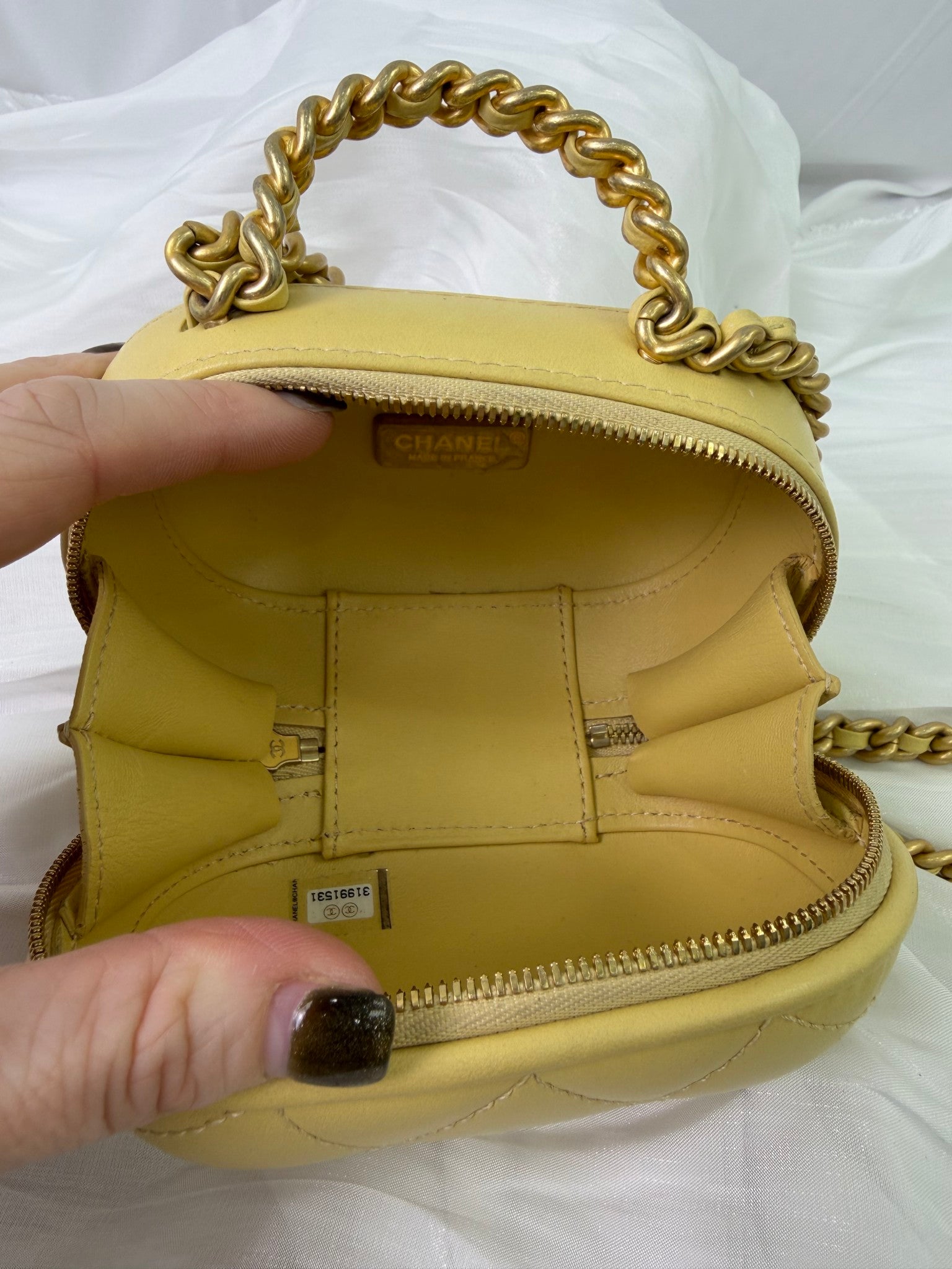 Chanel Light Yellow Calfskin Mini CC Bubble Vanity Case