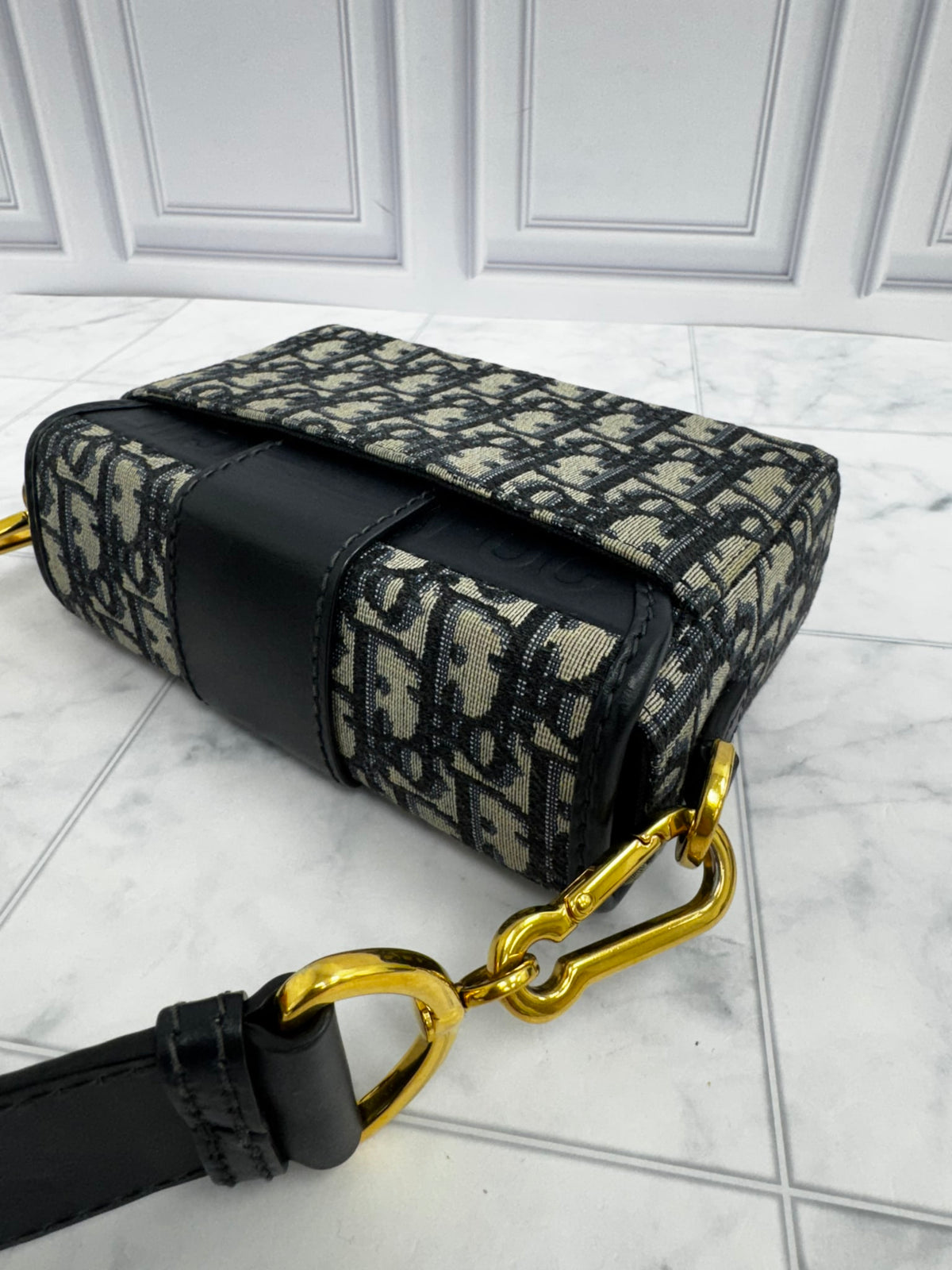 Christian Dior Navy Oblique Jacquard 30 Montaigne Box Crossbody Bag