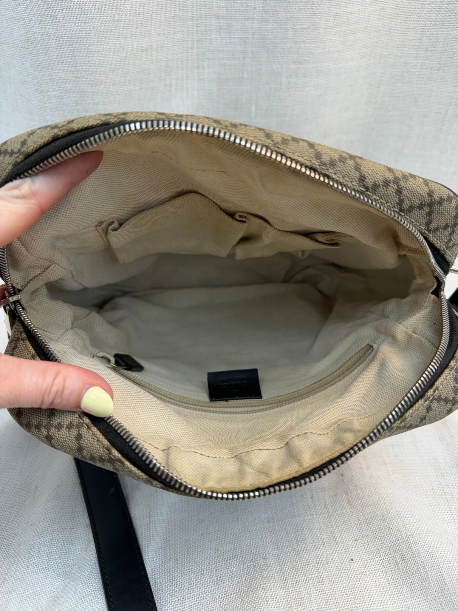 Gucci Brown Coated Canvas Diamante Crossbody Bag