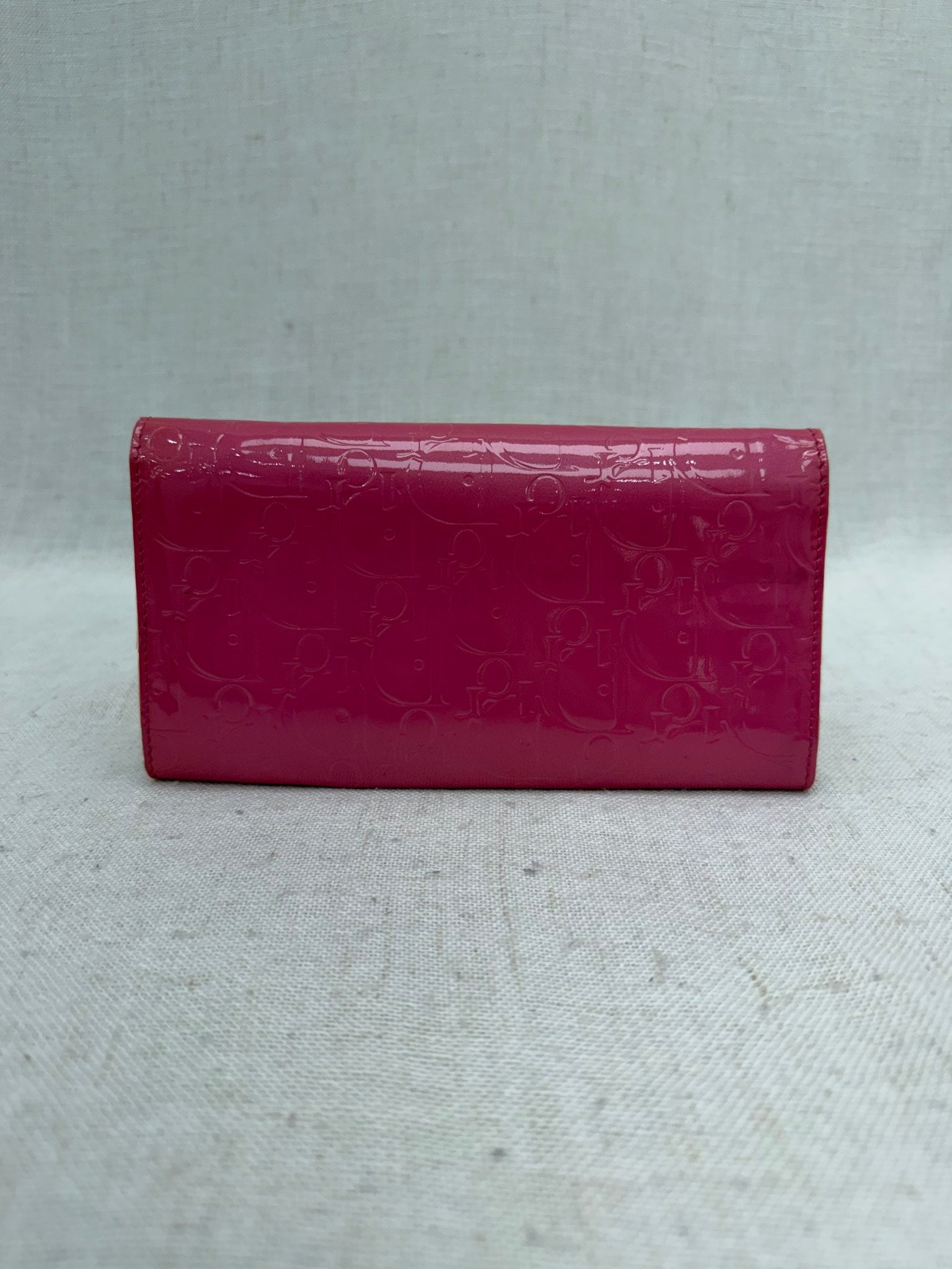 Christian Dior Pink Patent Leather Long Wallet