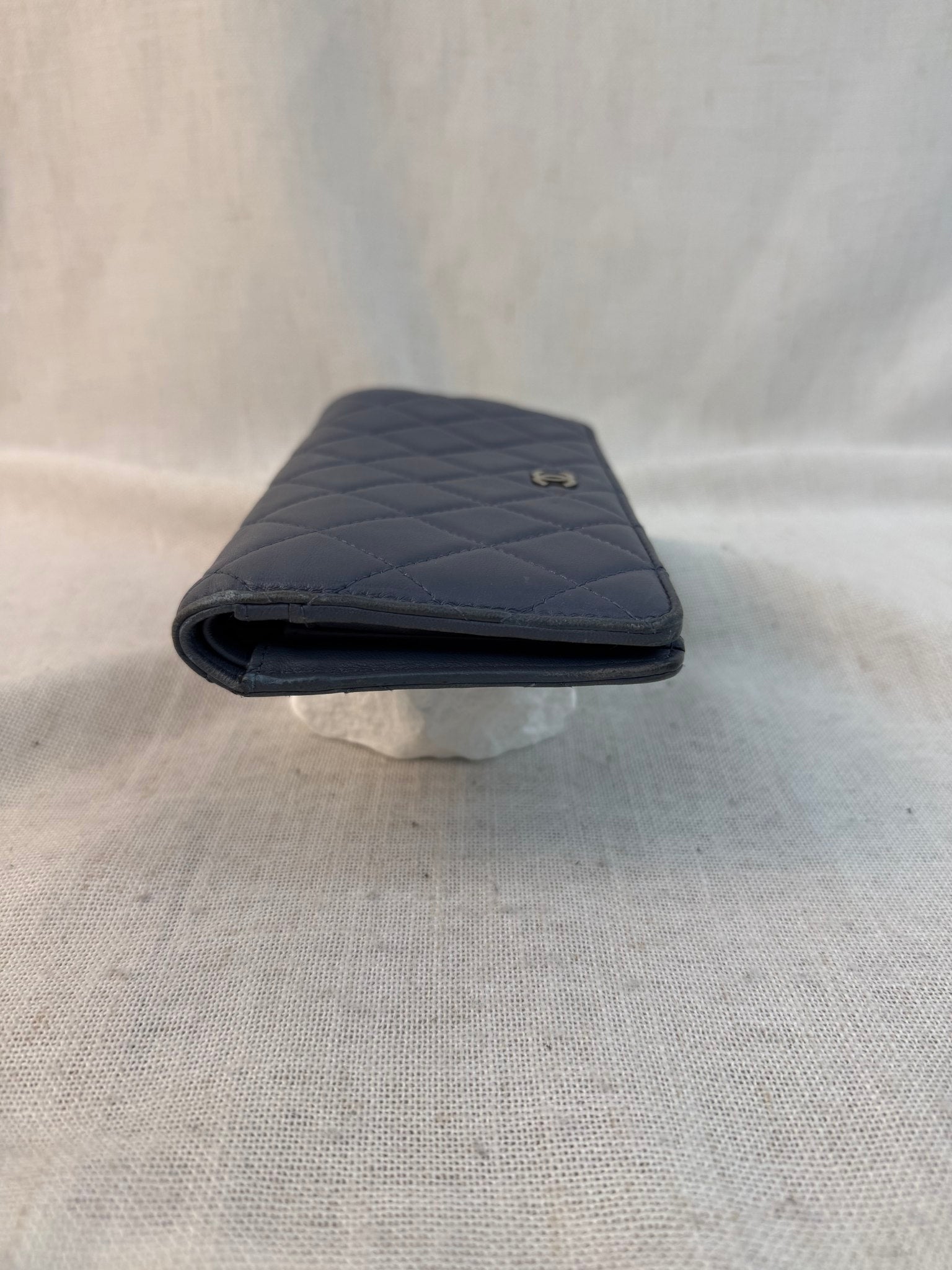 Chanel Blue Lambskin Quilted Long Wallet