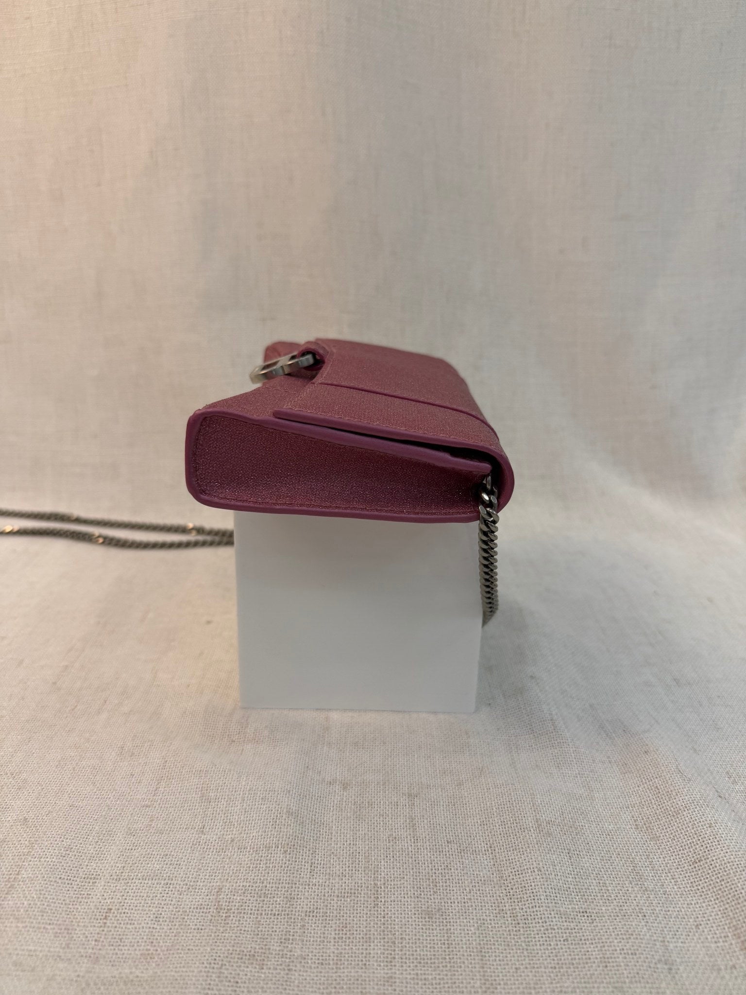 Balenciaga Pink Metallic XS Hourglass Crossbody Bag