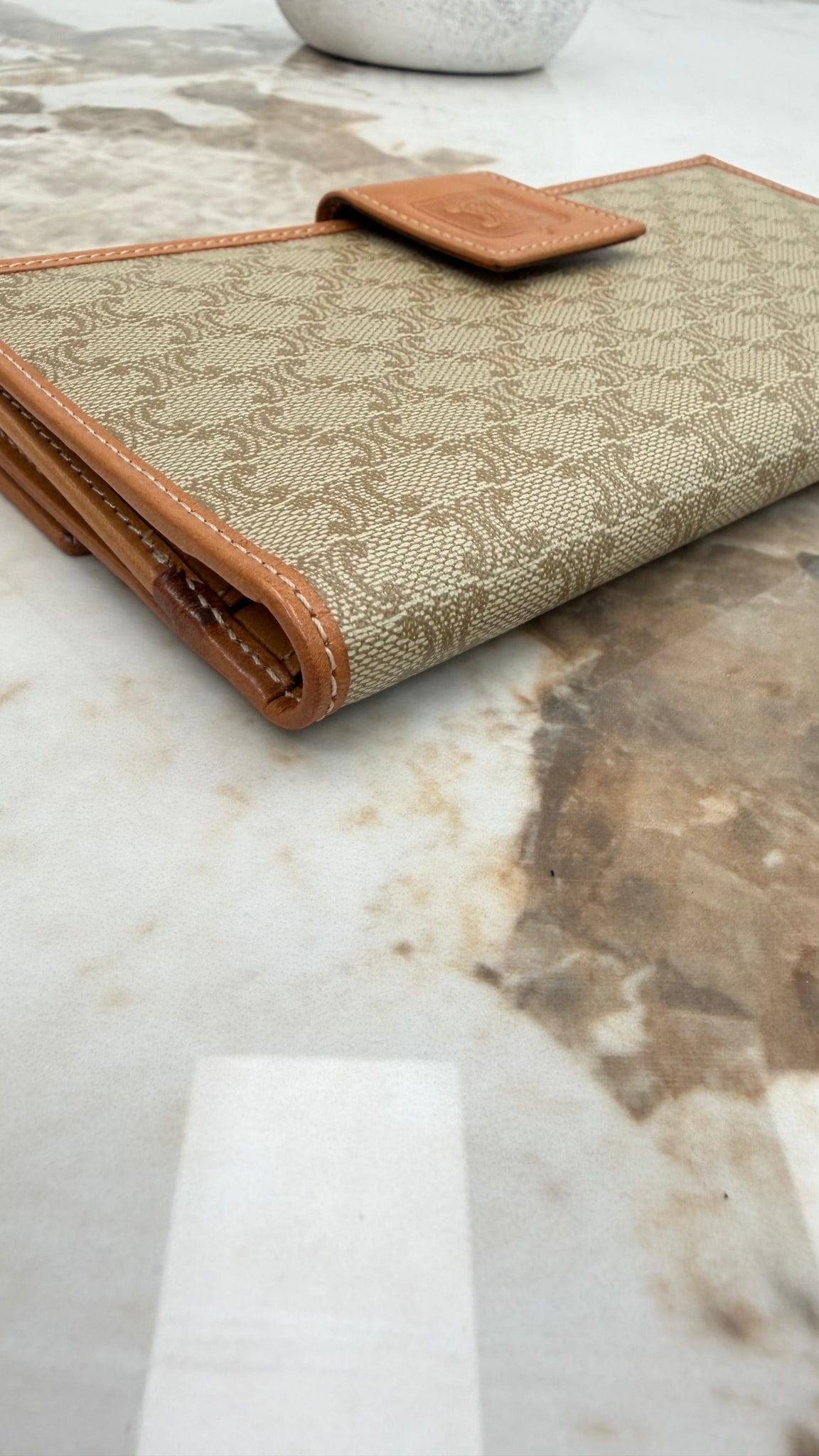 Celine Beige Macadam Coated Canvas Long Wallet