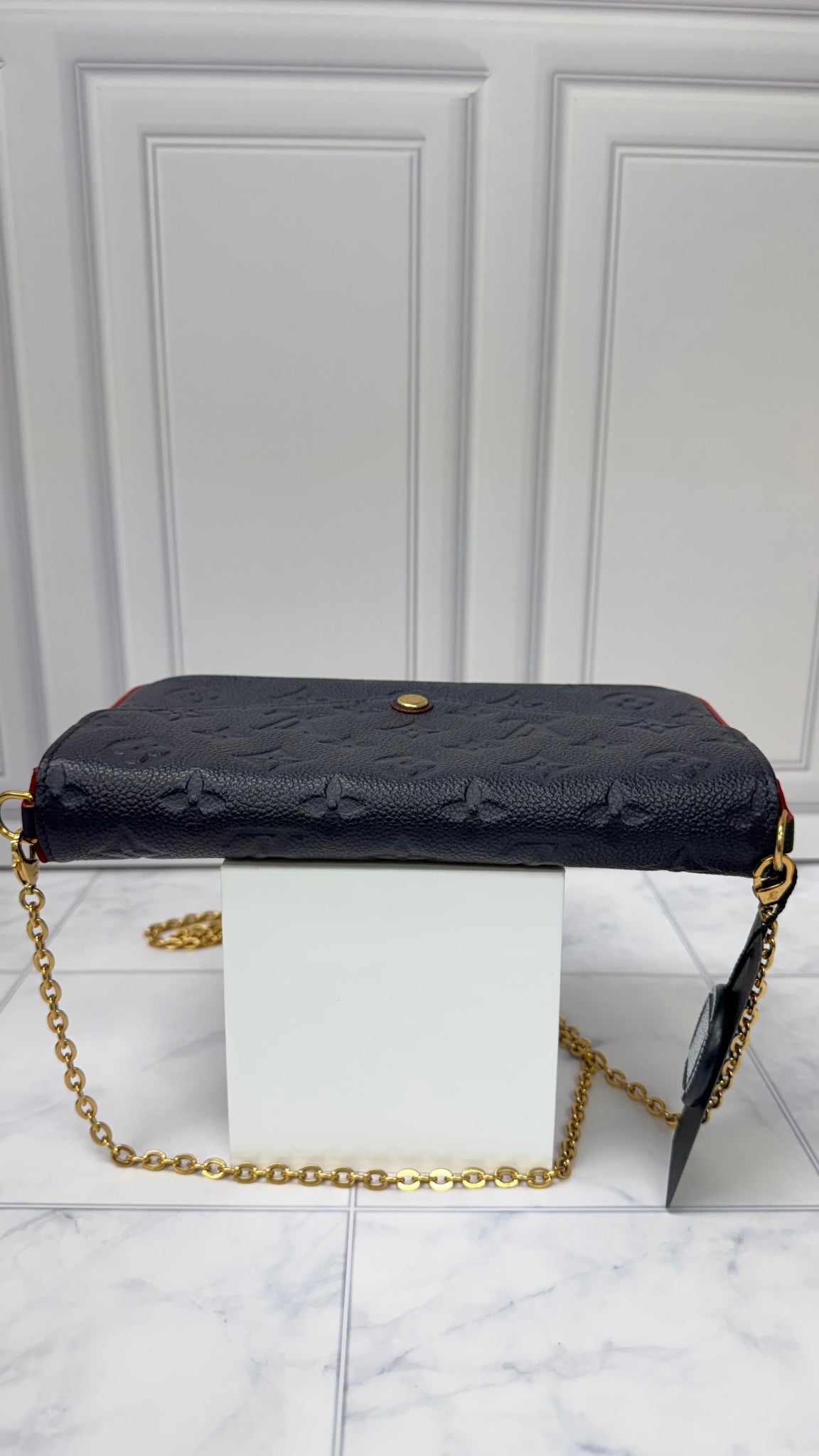 Louis Vuitton Navy Blue Monogram Empreinte Leather Pochette Felicie Crossbody
