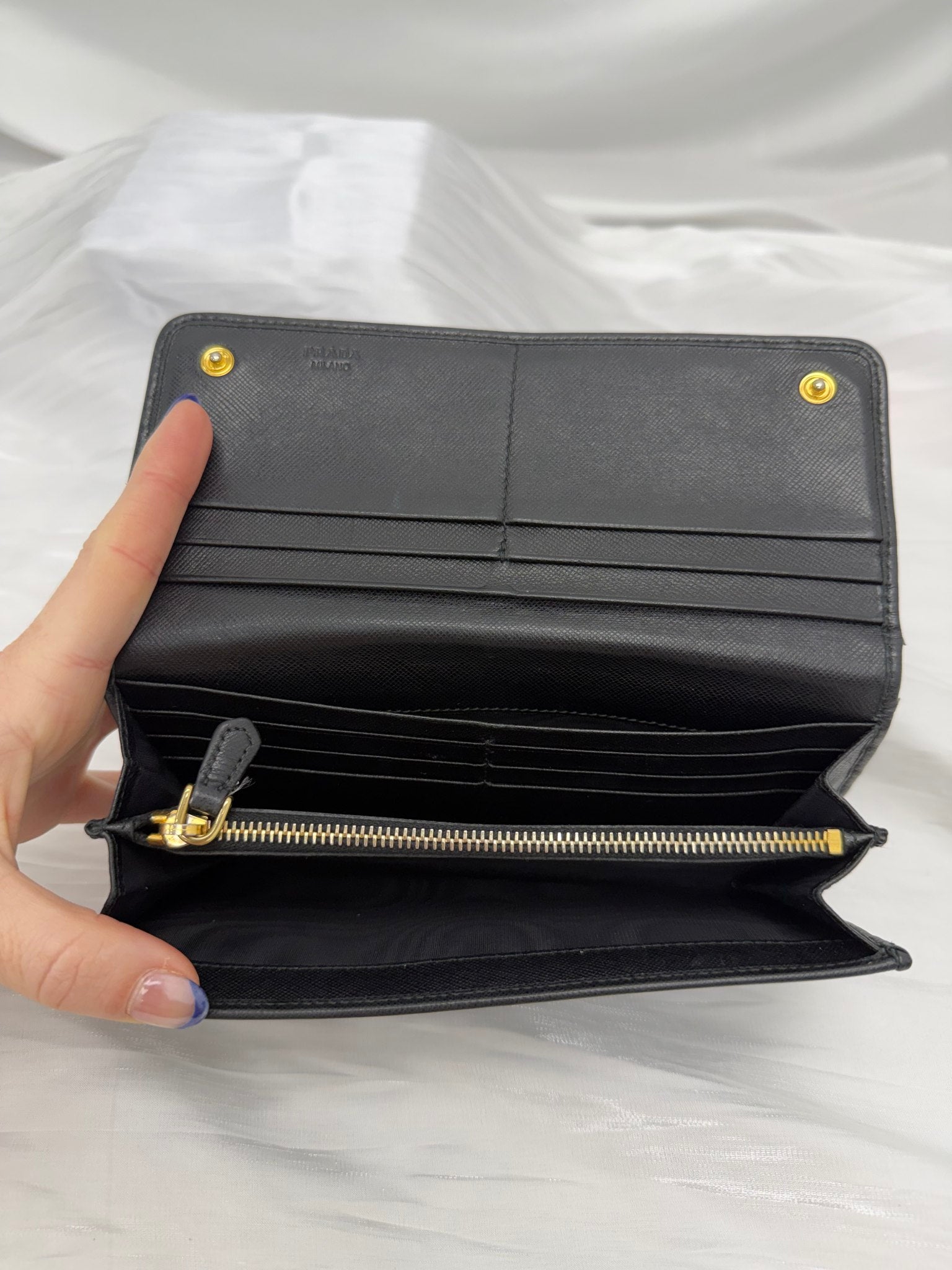 Prada Black Quilted Leather Long Wallet