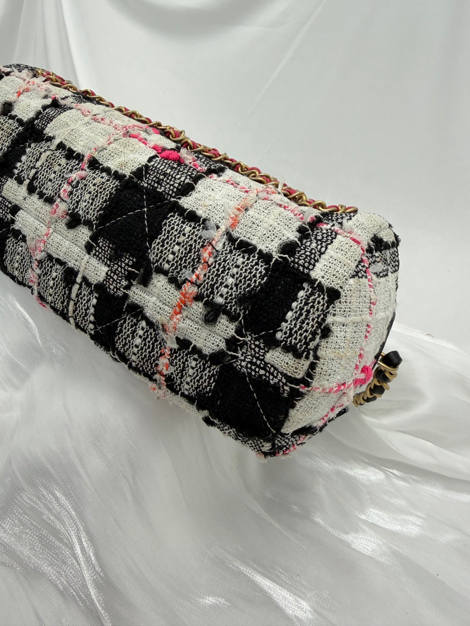 Chanel Multicolor Tweed & Calfskin Signe Bowling Bag