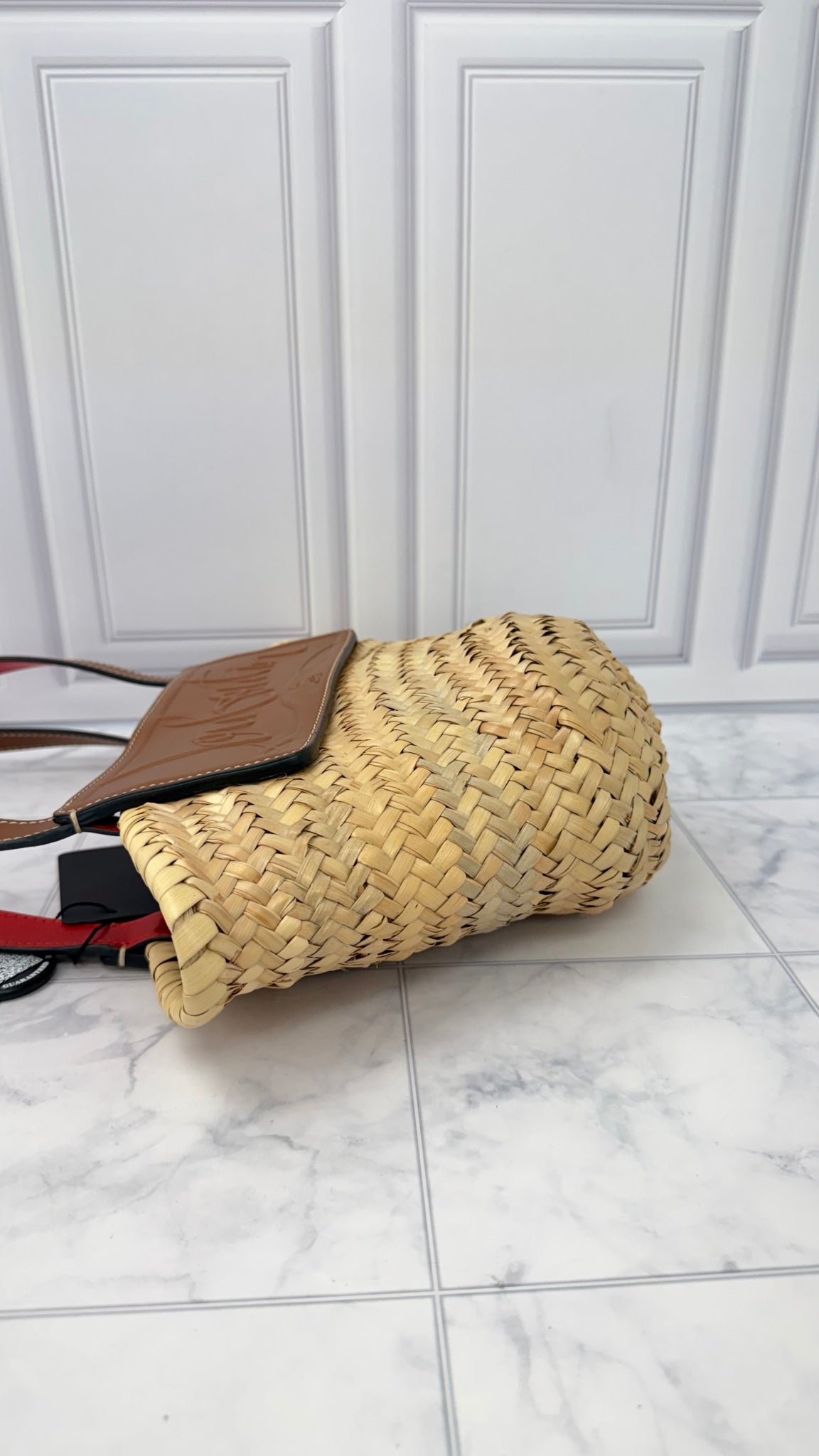 Christian Louboutin Natural Straw Loubishore Small Tote Bag