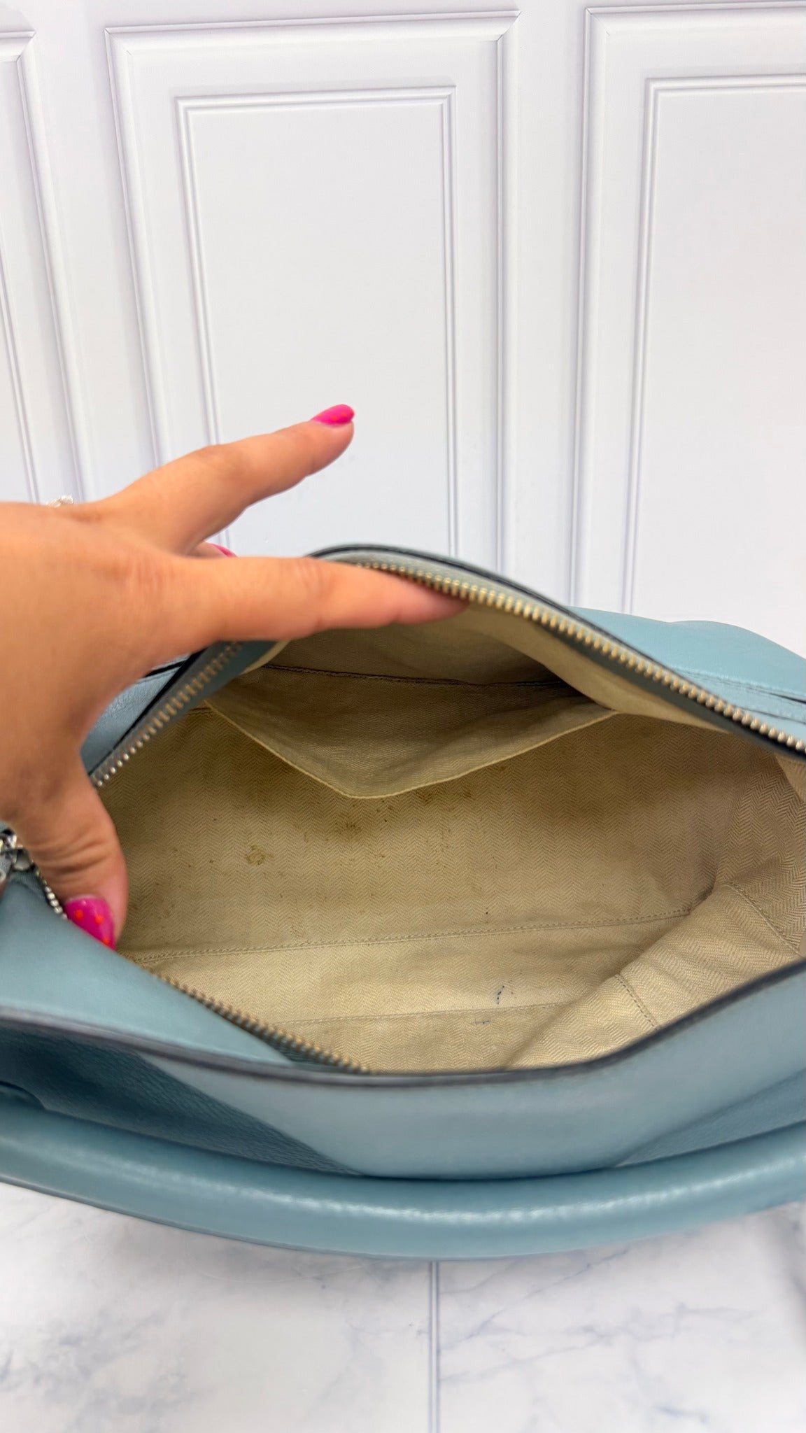 Loewe Teal Leather Puzzle 2Way Bag