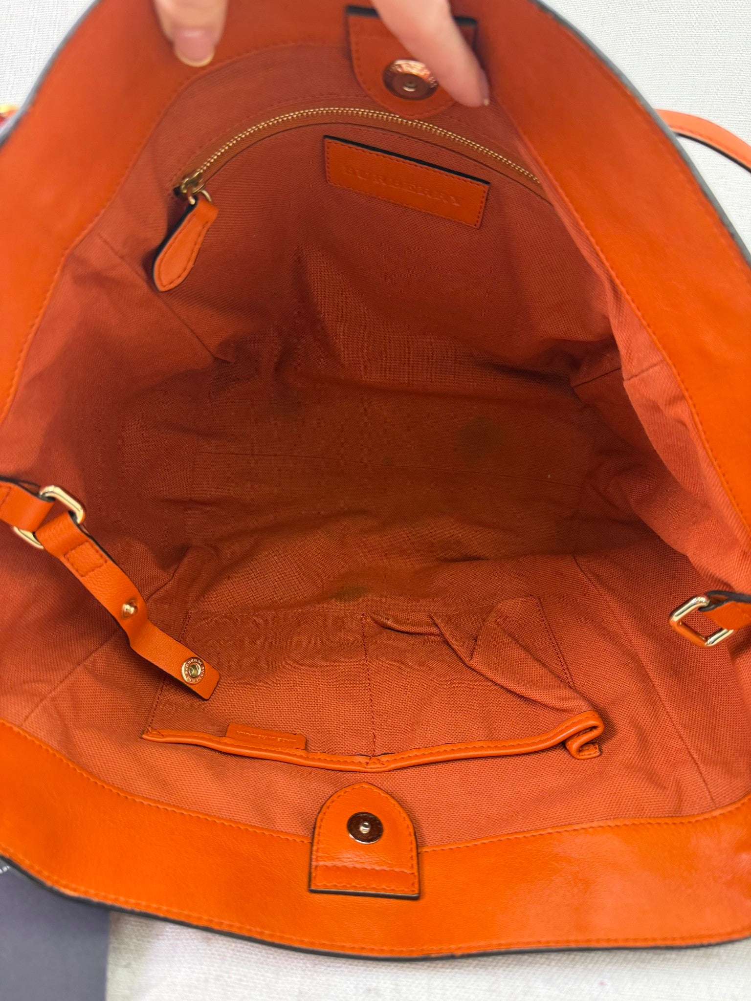 Burberry Orange Leather Canterbury Tote