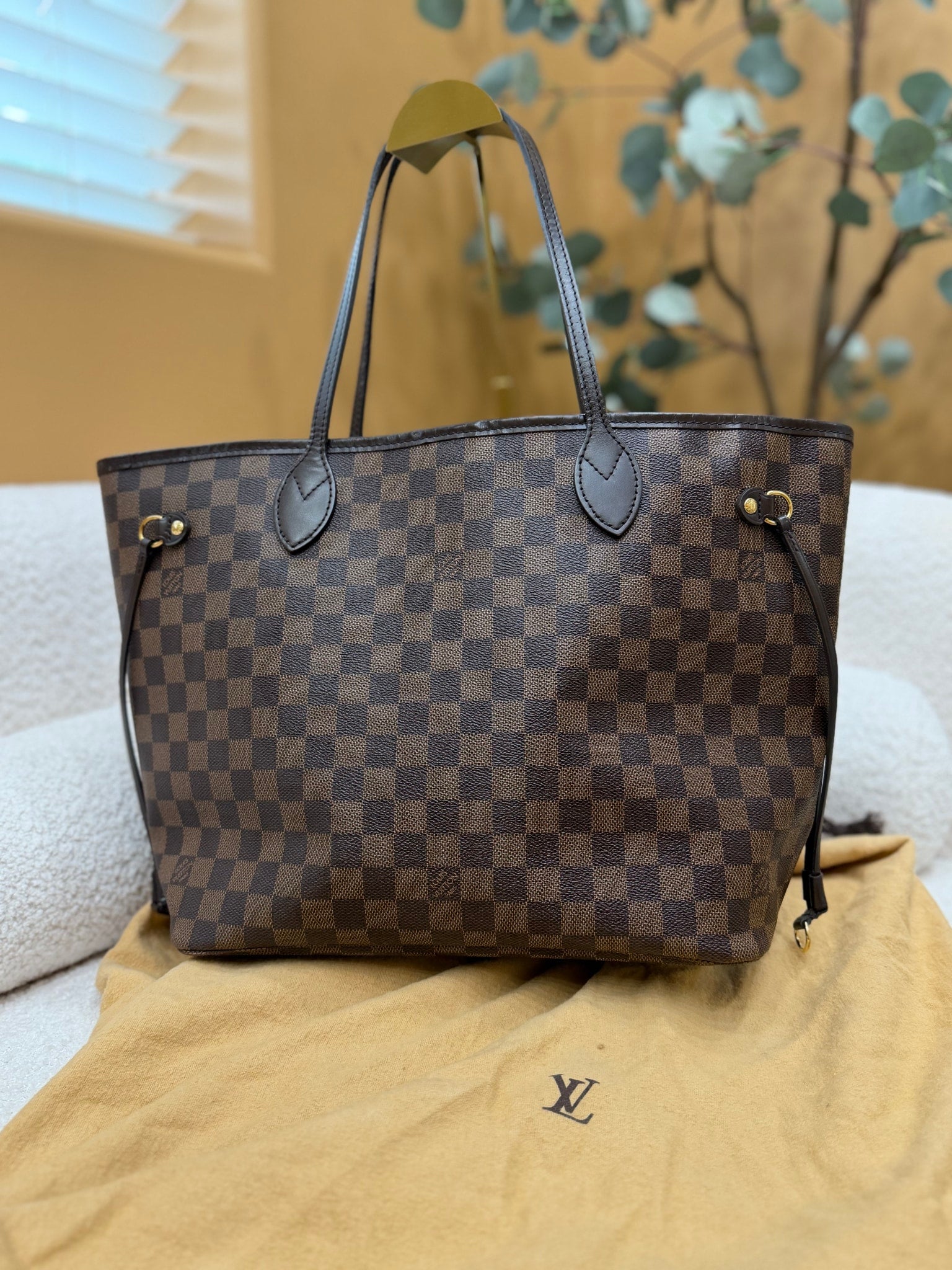 Louis Vuitton Damier Ebene & Pink Neverfull MM