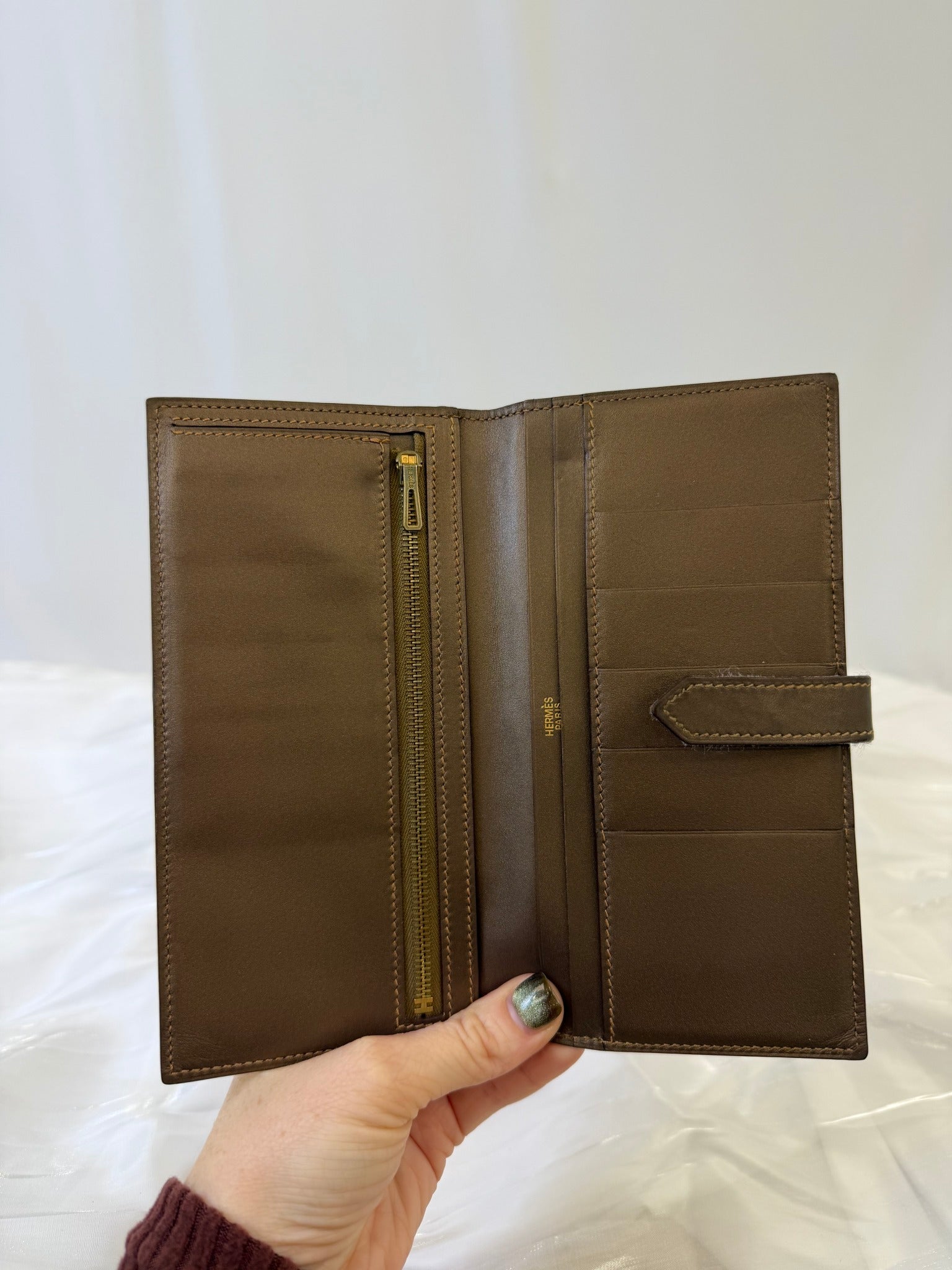 Hermes Bronze Leather Bearn Wallet