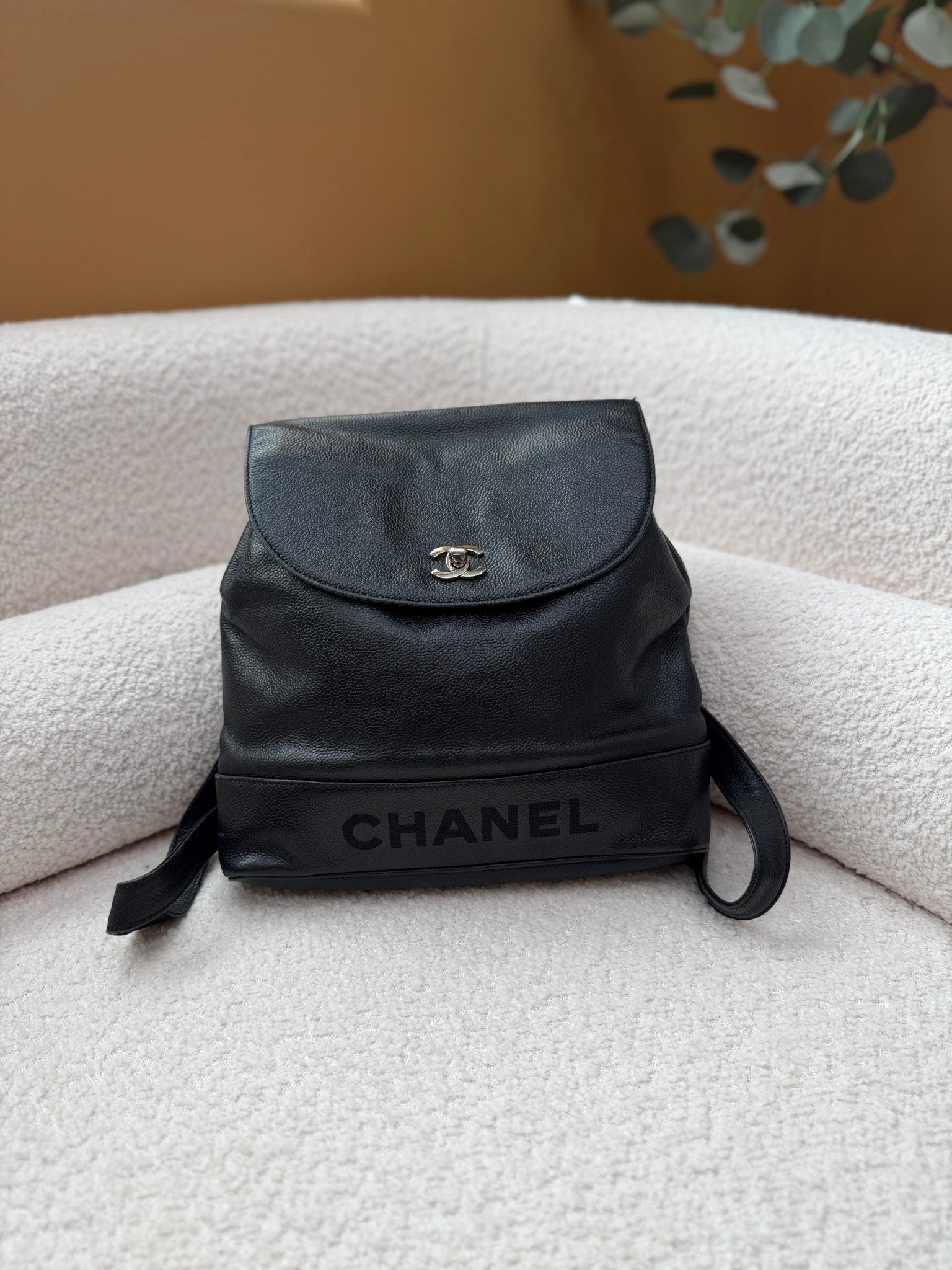 Chanel Black Caviar CC Backpack