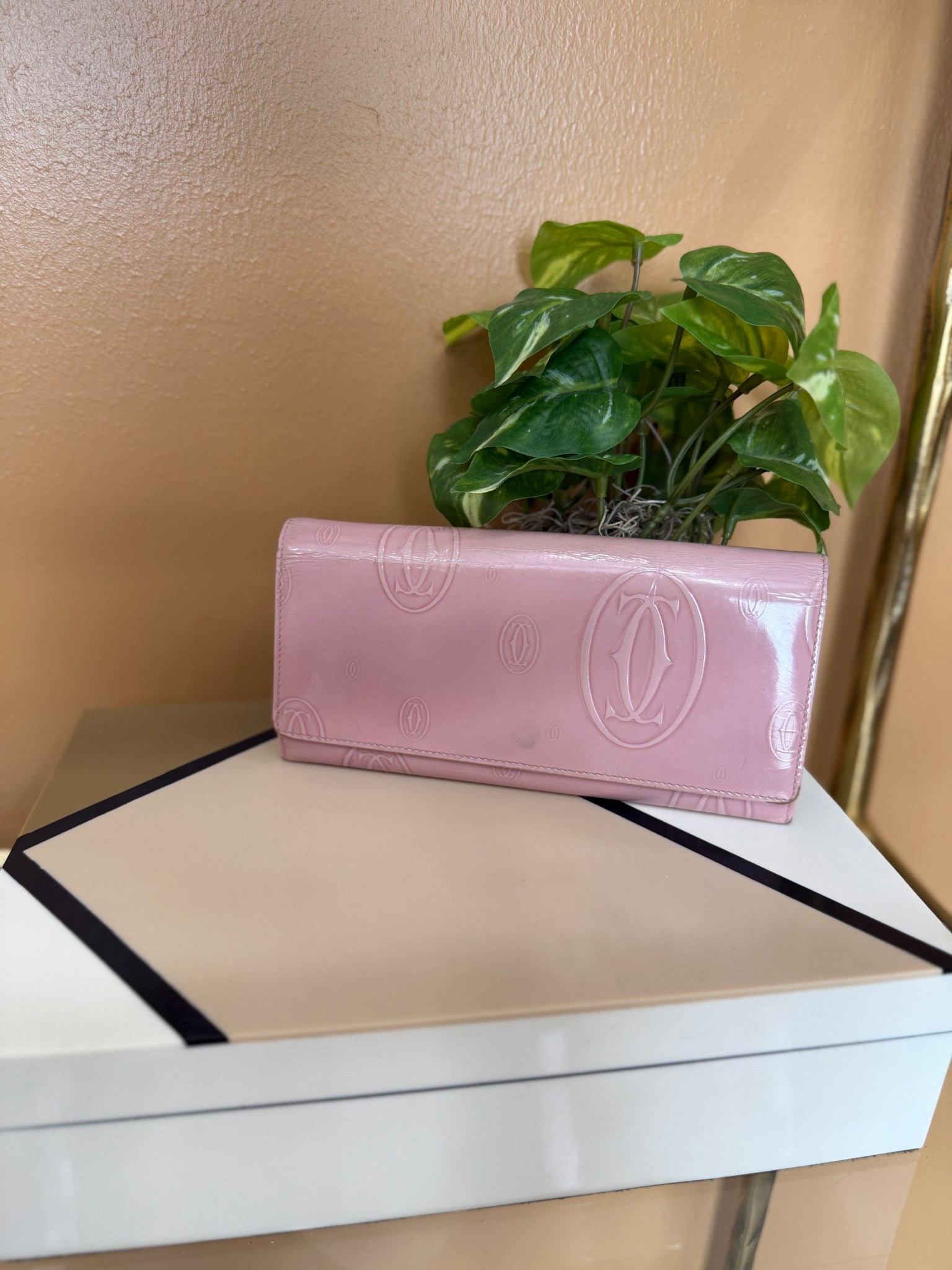 Cartier Pink Patent Leather Long Wallet