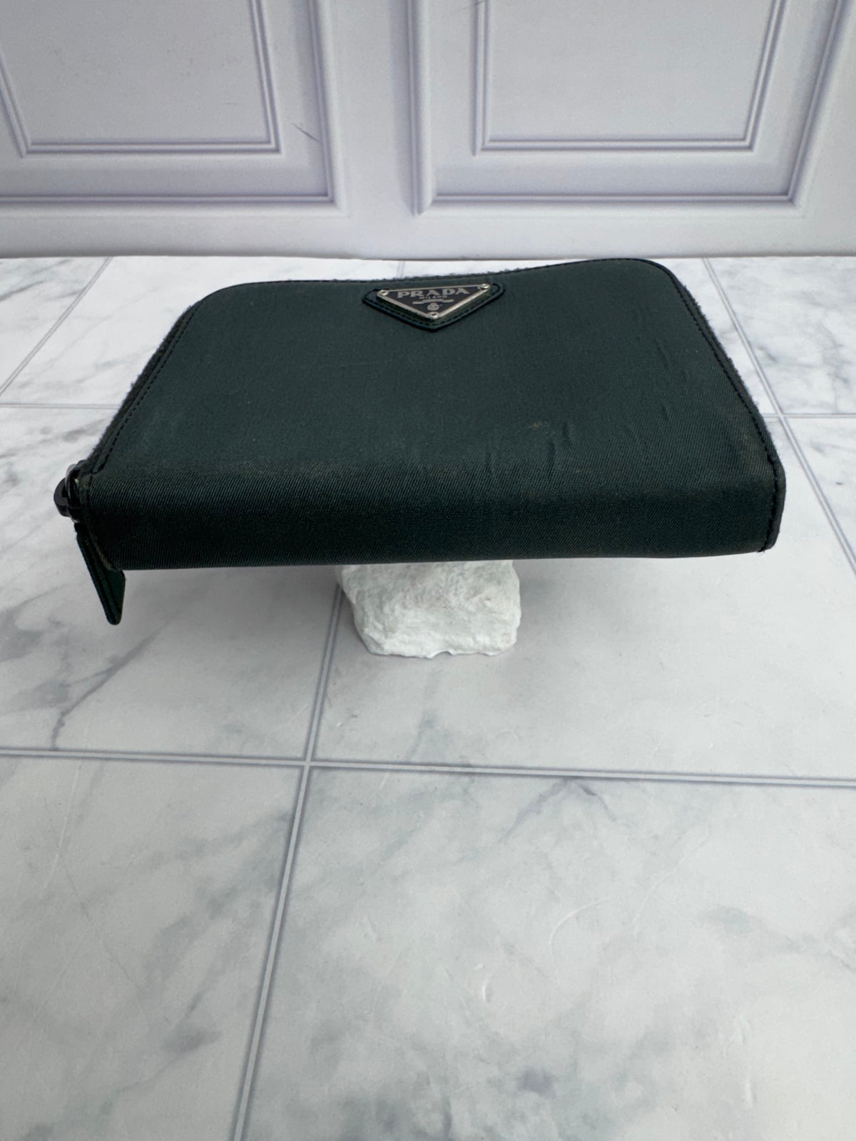 Prada Dark Green Nylon Compact Zippy Wallet
