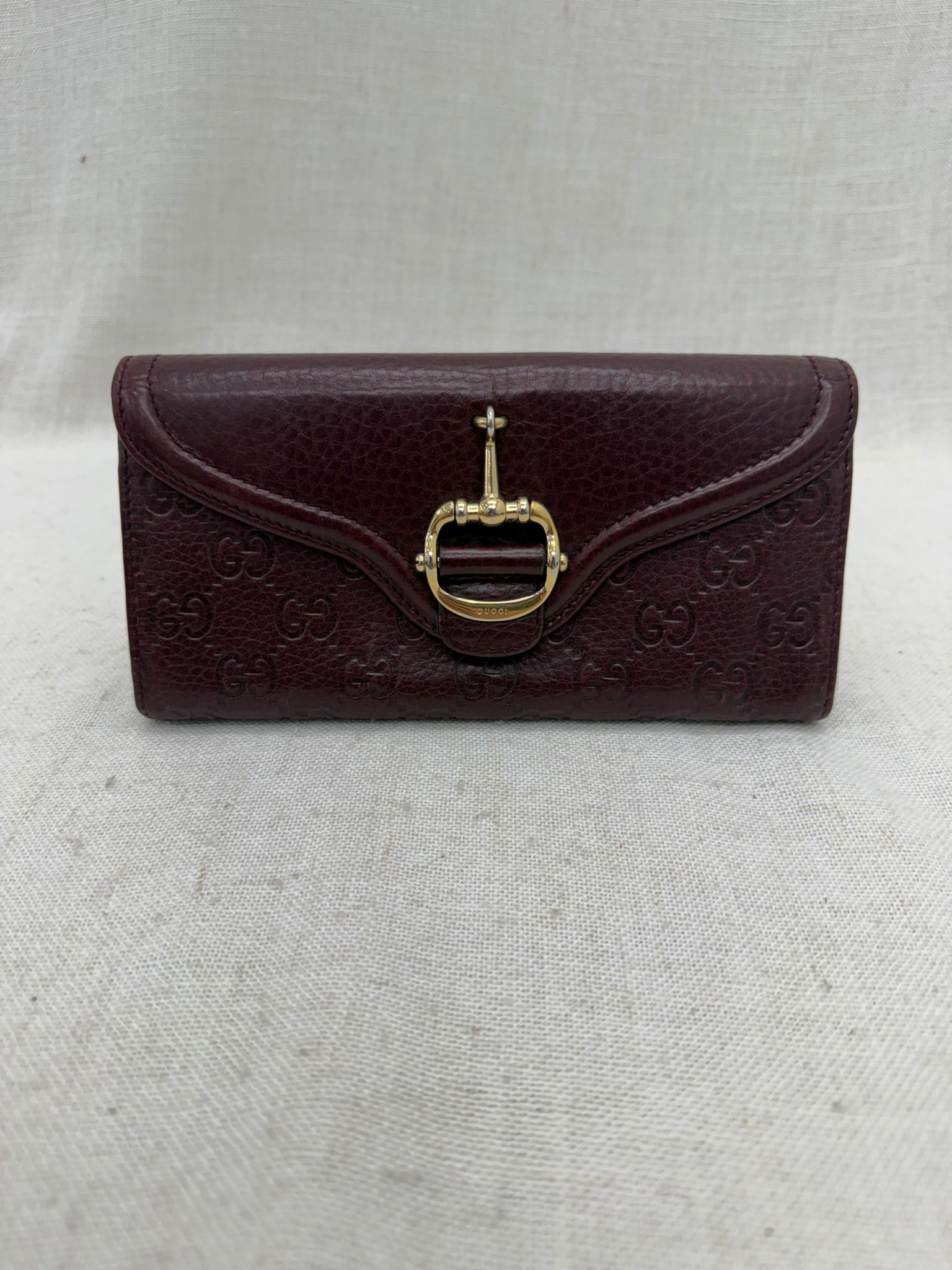 Gucci Burgundy Guccissima Leather Horsebit Wallet
