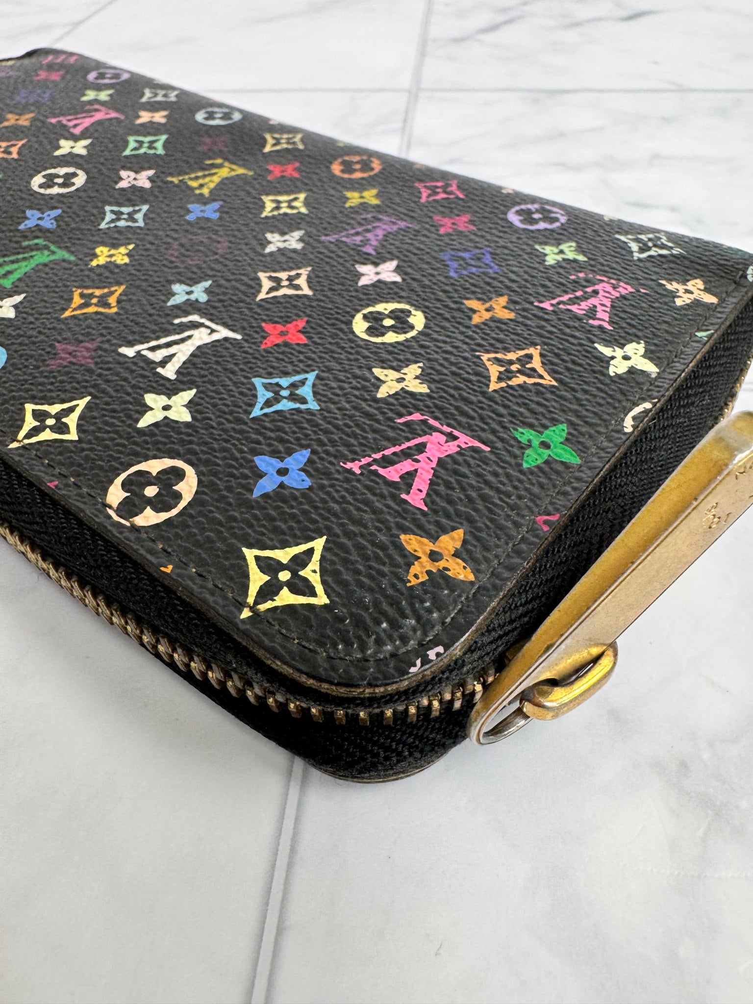 Louis Vuitton Black Murakami Long Zippy Wallet