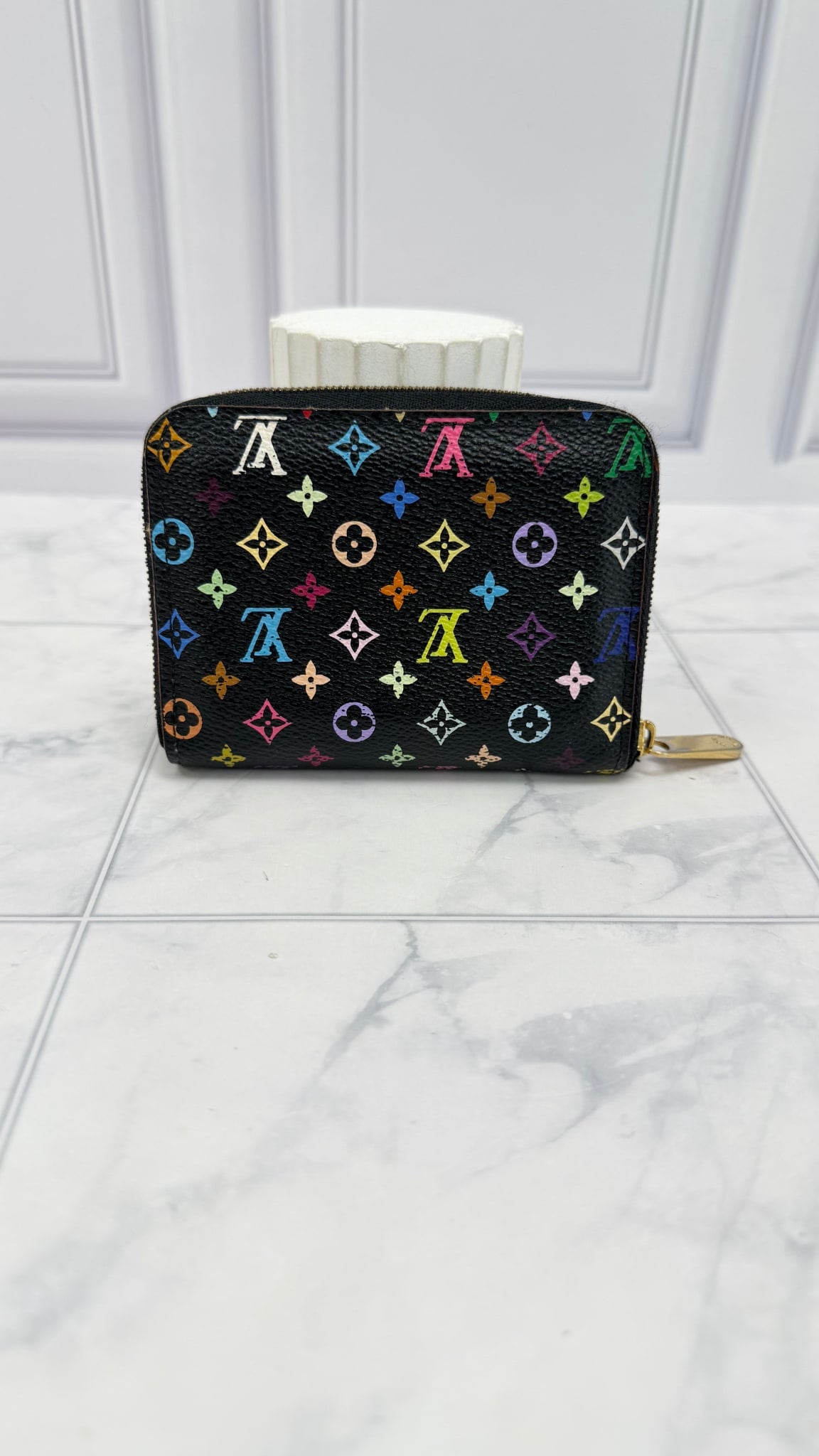 Louis Vuitton Black Multicolor Monogram & Purple Compact Zippy Wallet