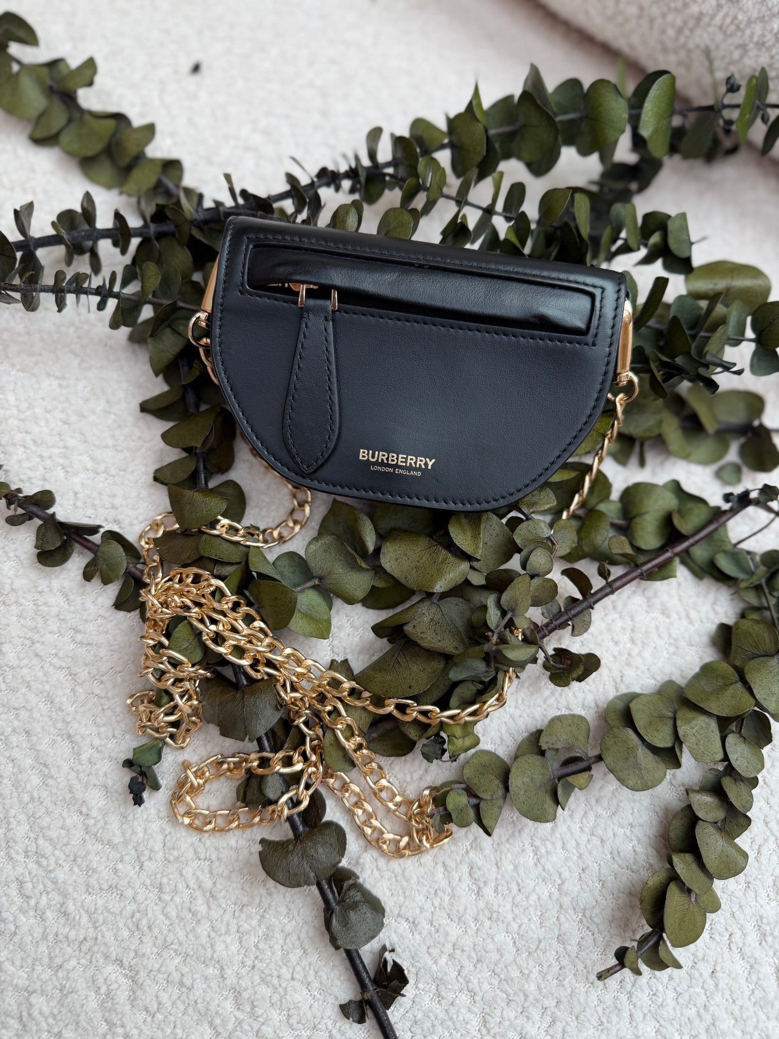 Burberry Black Leather Card on a Chain