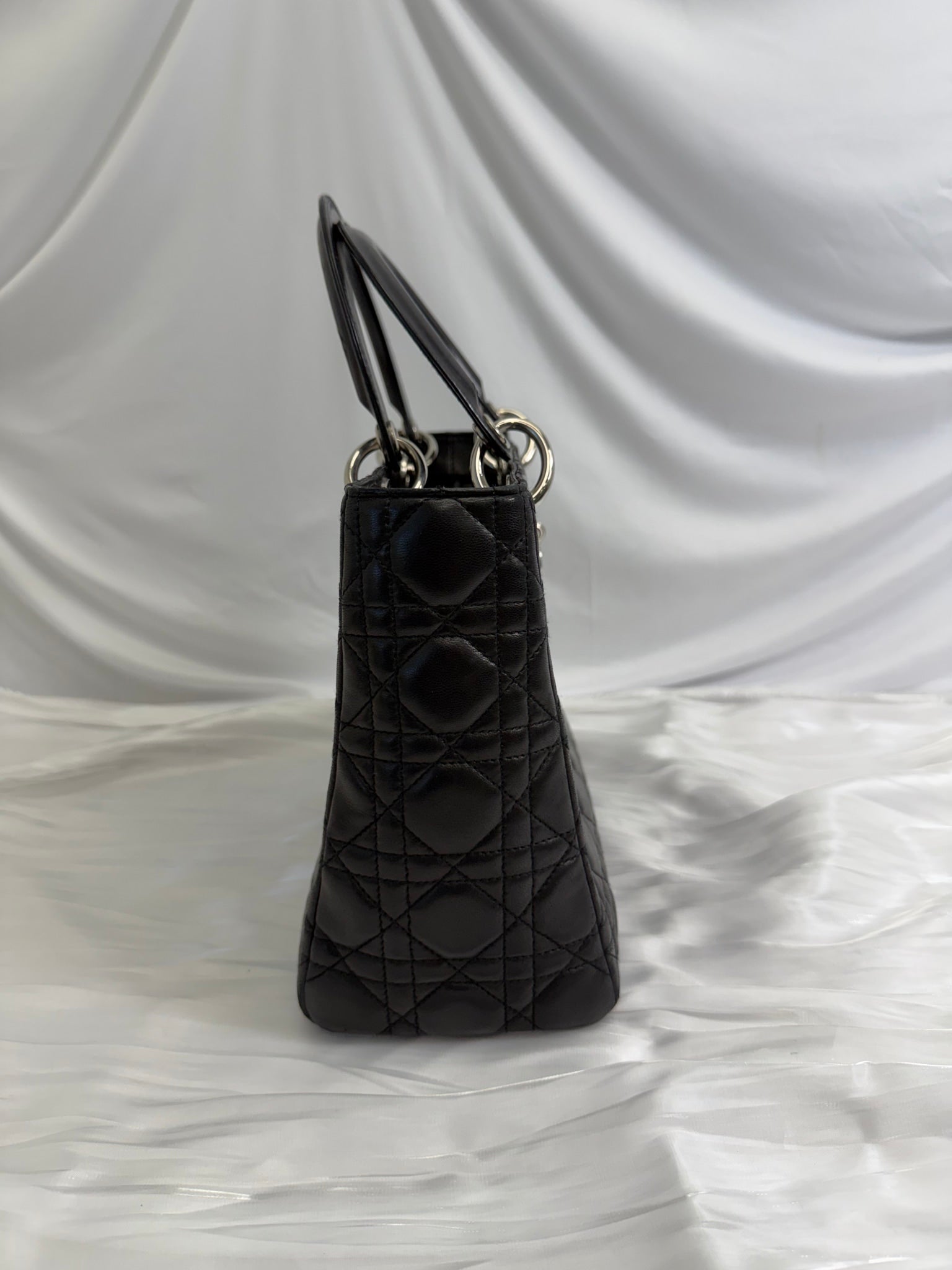 Christian Dior Black Cannage Leather Medium Lady Dior