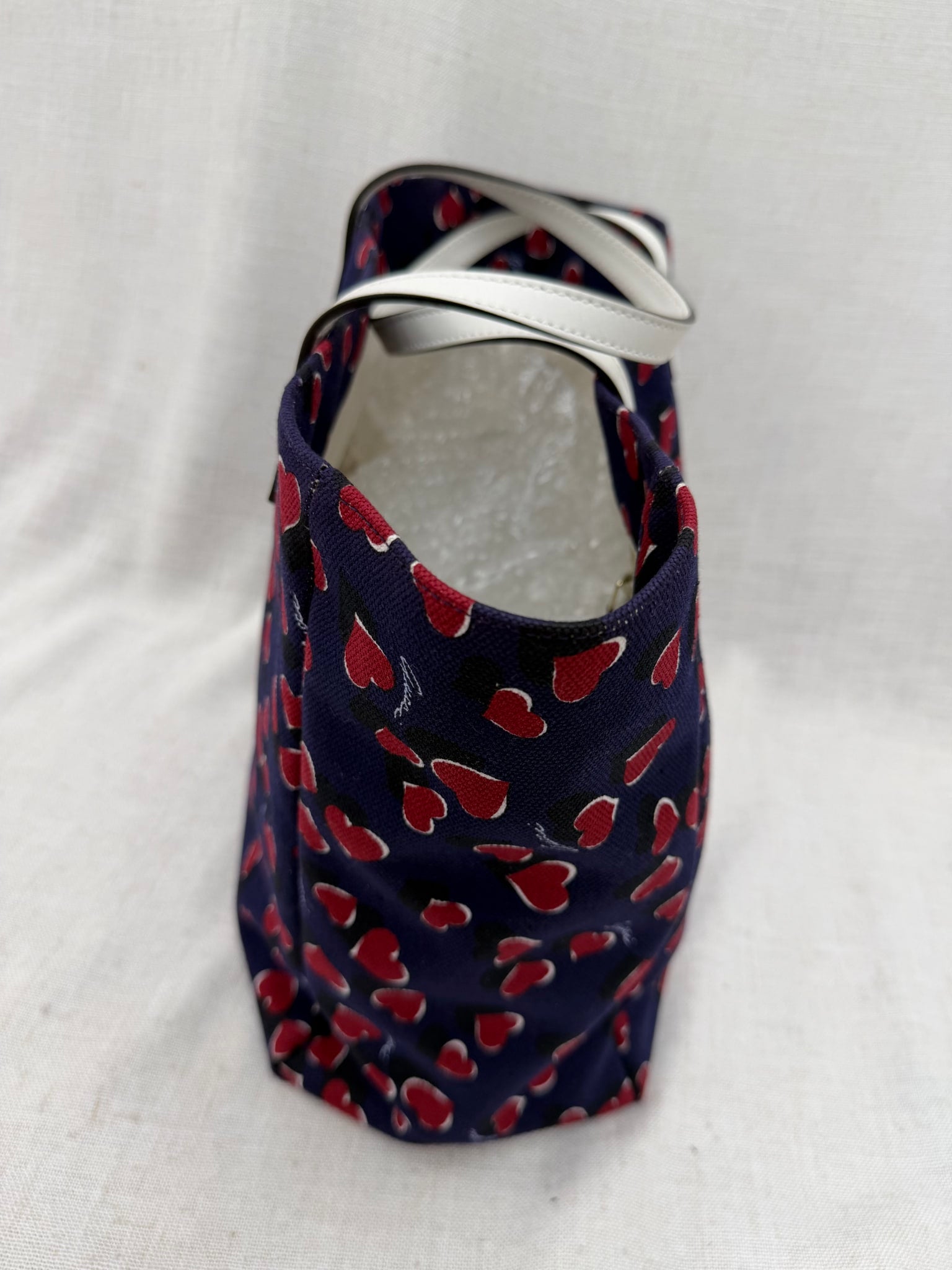 Gucci Navy & Red Heart Canvas Shoulder Tote
