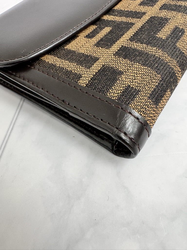 Fendi Brown Zucca Canvas And Leather Compact Wallet