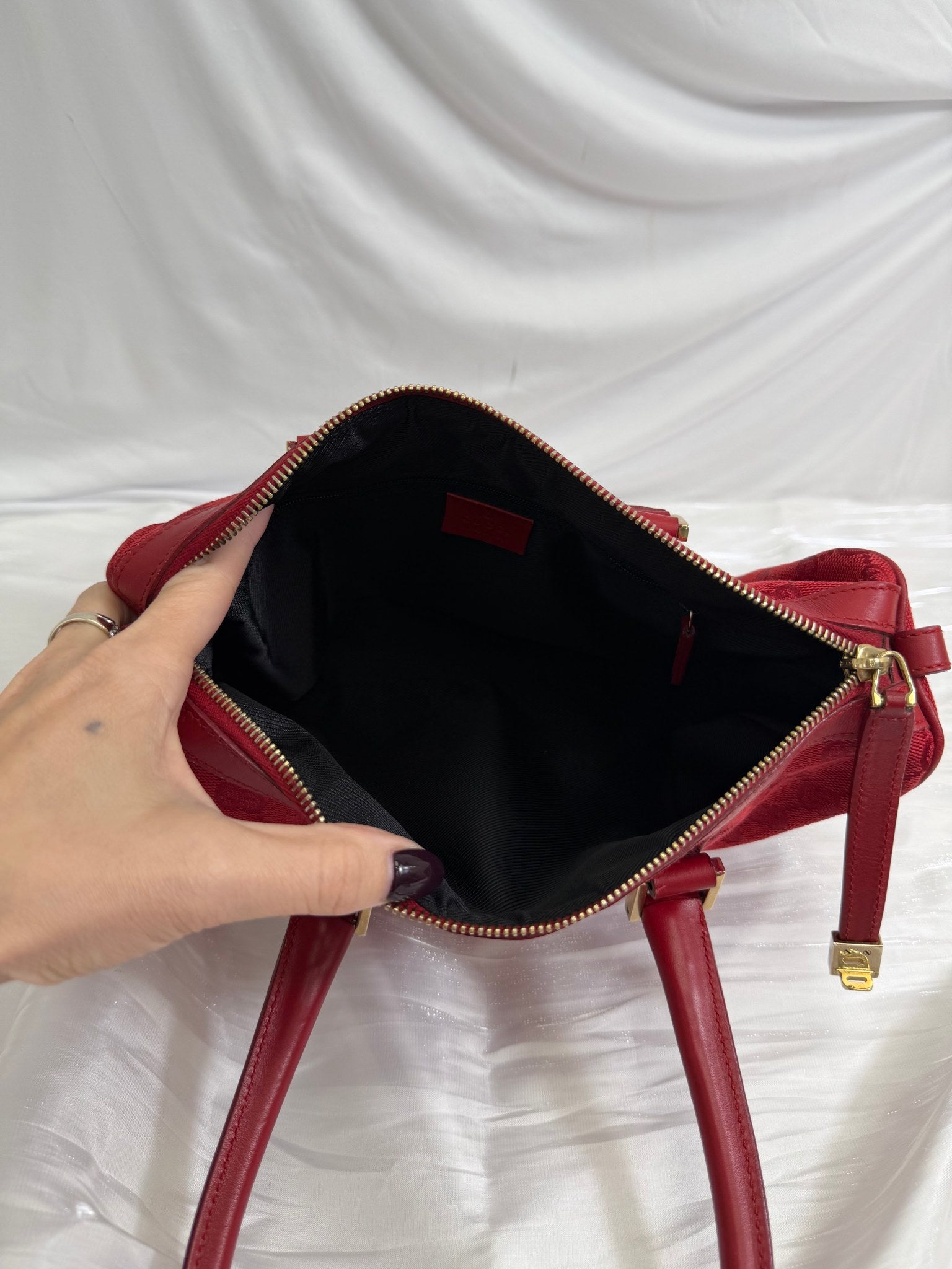 Gucci GG Red Canvas Small Boston Bag