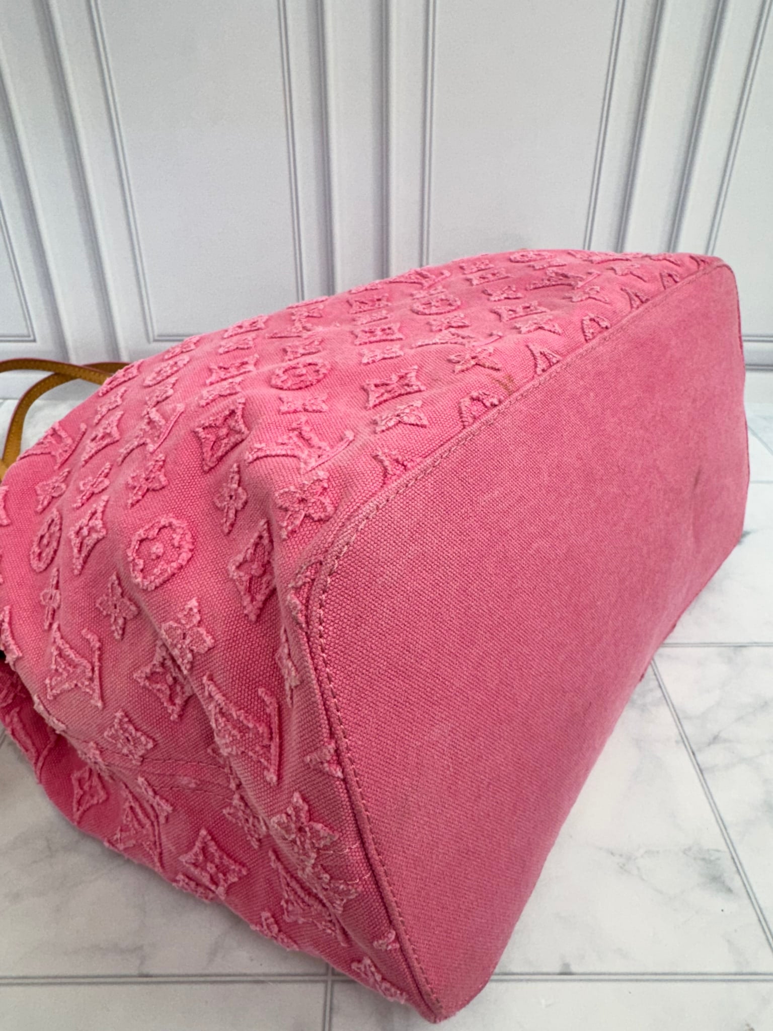Louis Vuitton Pink Monogram Denim Stone Neverfull MM